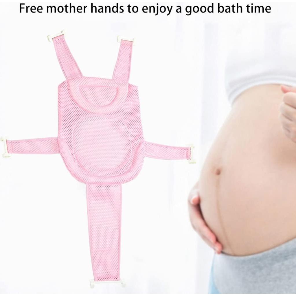 Soporte de Baño para Bebés Rosa - Almohadilla Ajustable Malla