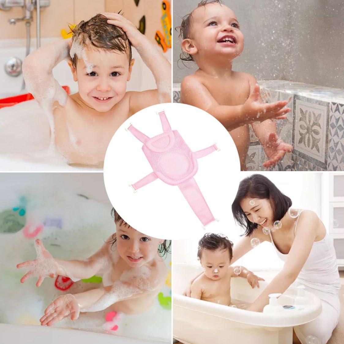 Soporte de Baño para Bebés Rosa - Almohadilla Ajustable Malla