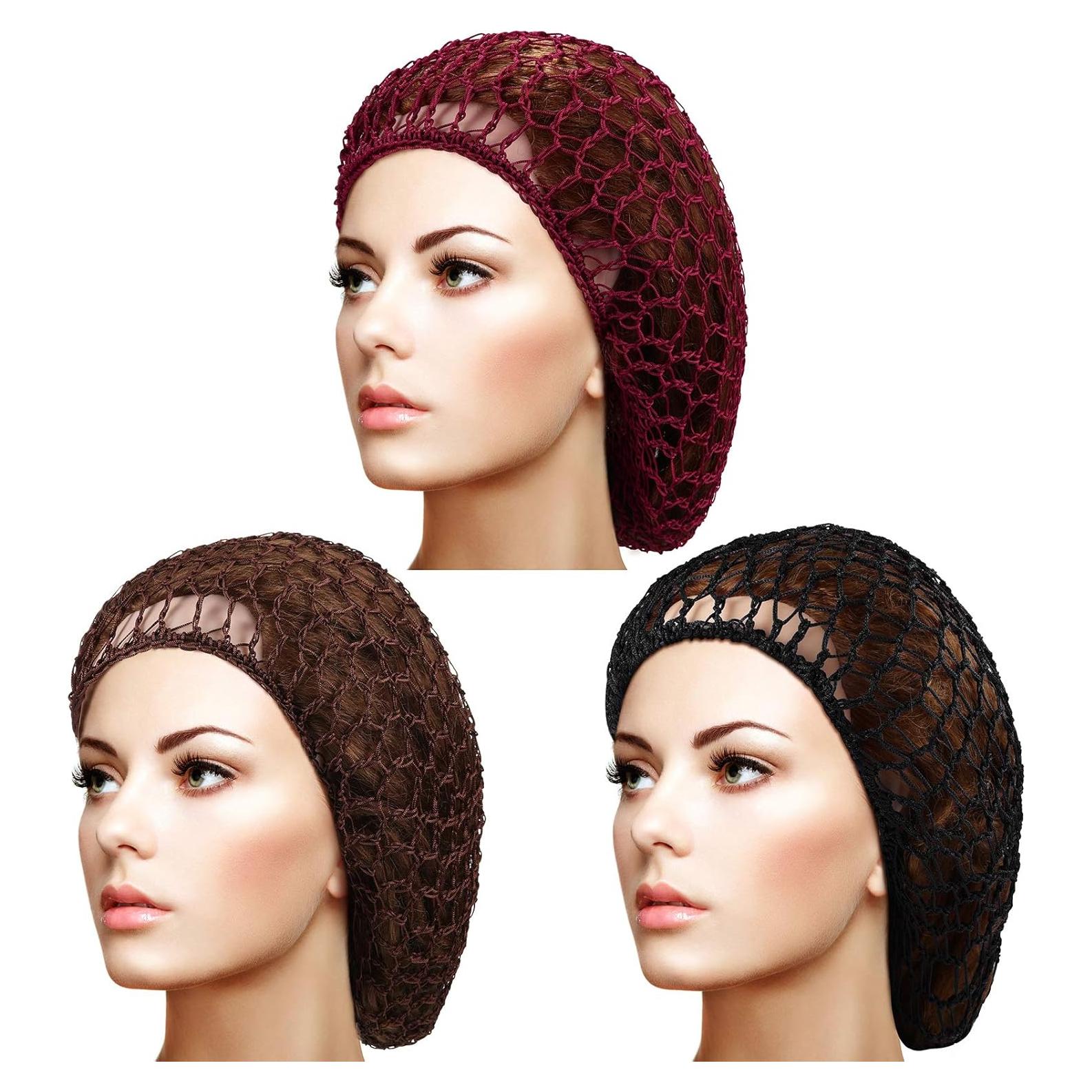 3 Gorras de Red de Cabello Snood Giugu de Rayón Suave