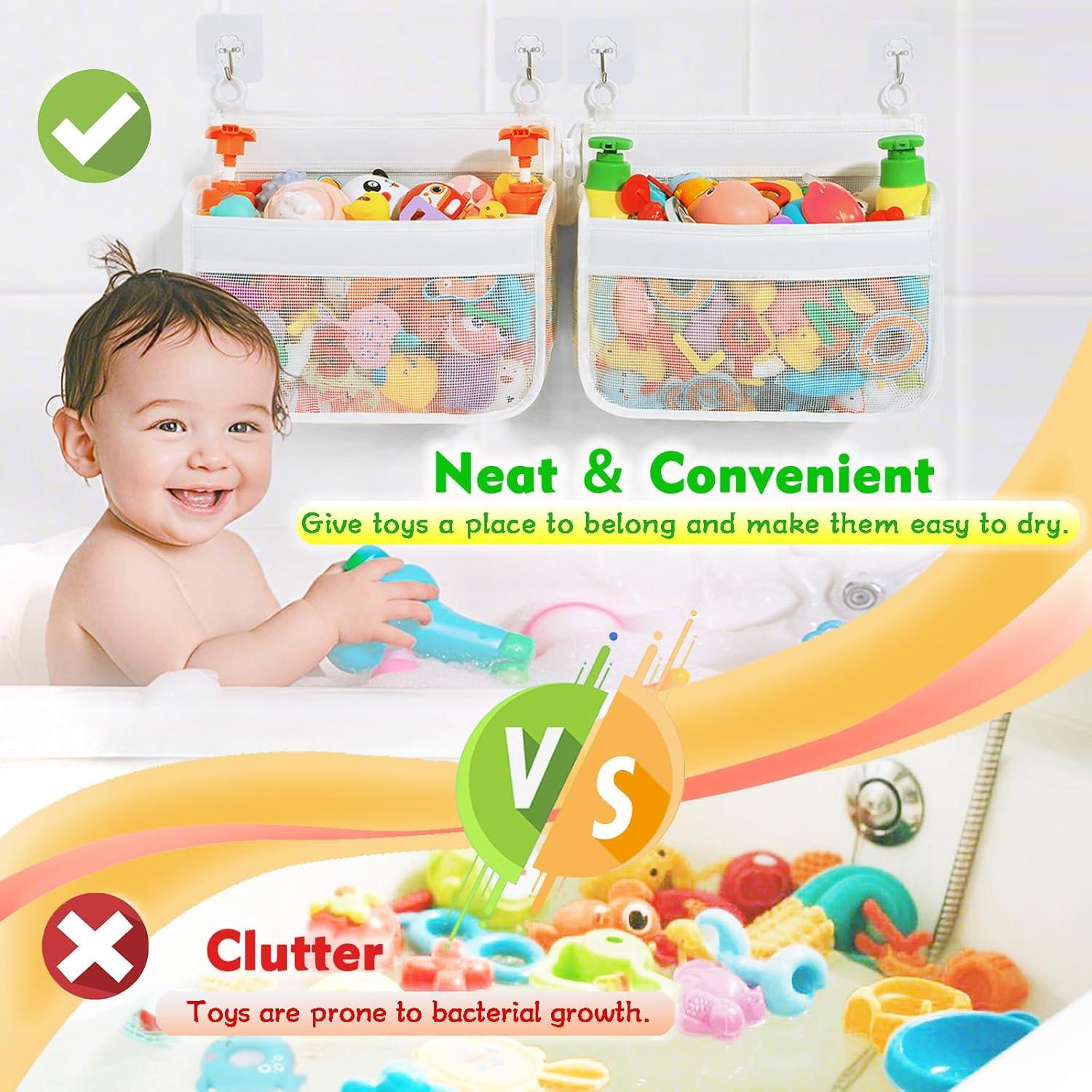 Soporte de Juguetes de Baño BOMPING - Organizador Malla Blanca