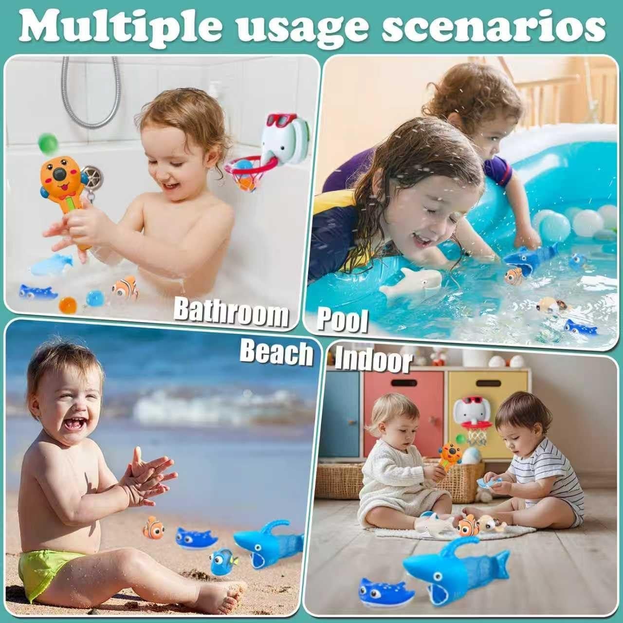 Conjunto de Juguetes de Baño Elefante - Baloncesto y Pesca