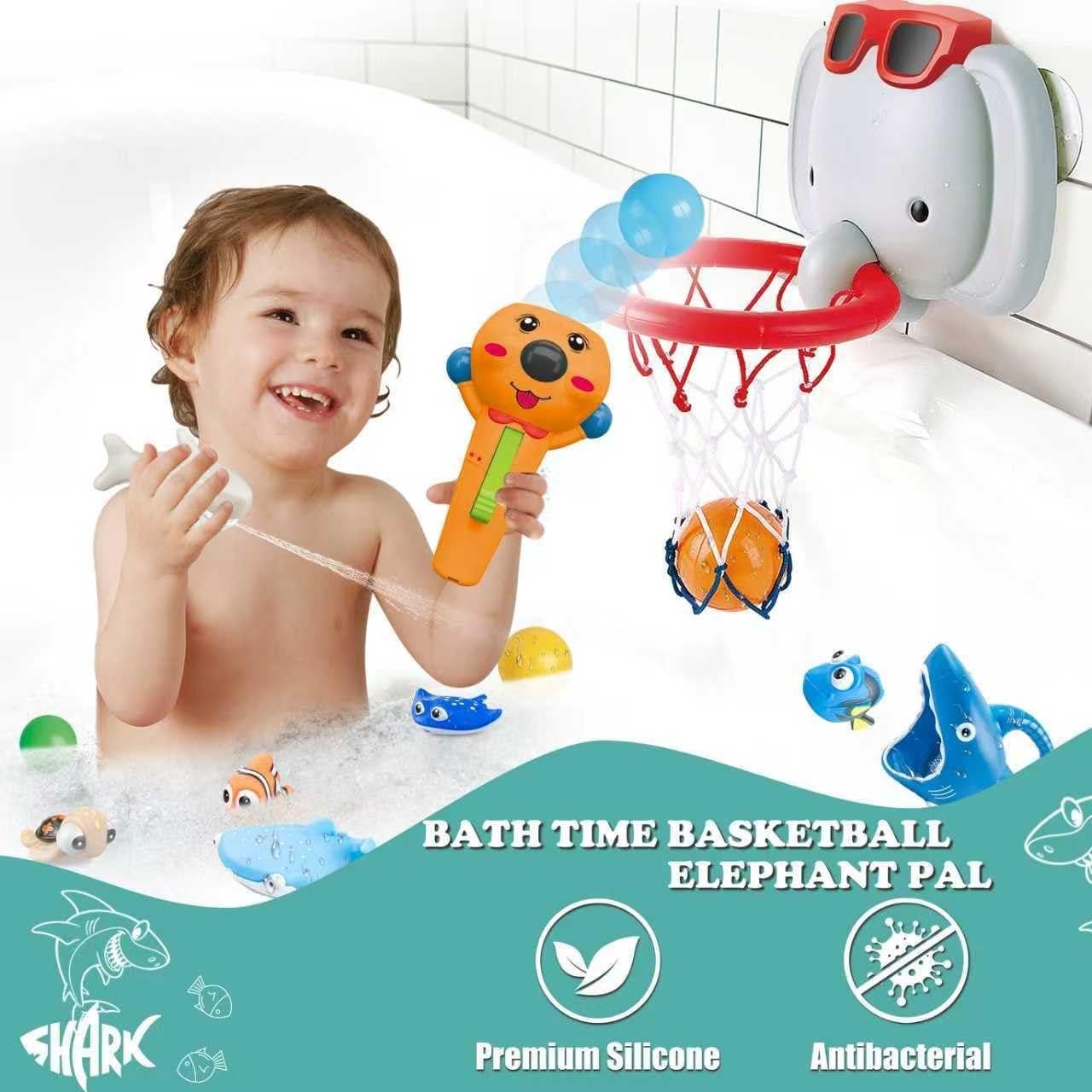 Conjunto de Juguetes de Baño Elefante - Baloncesto y Pesca