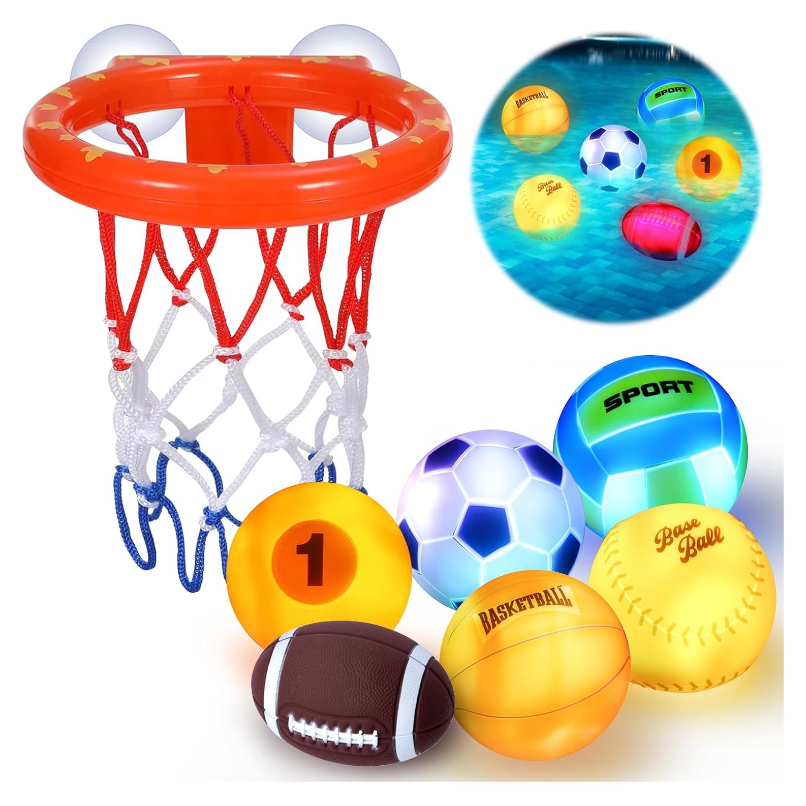 Juguetes de baño iluminados TNOIE con aro de baloncesto