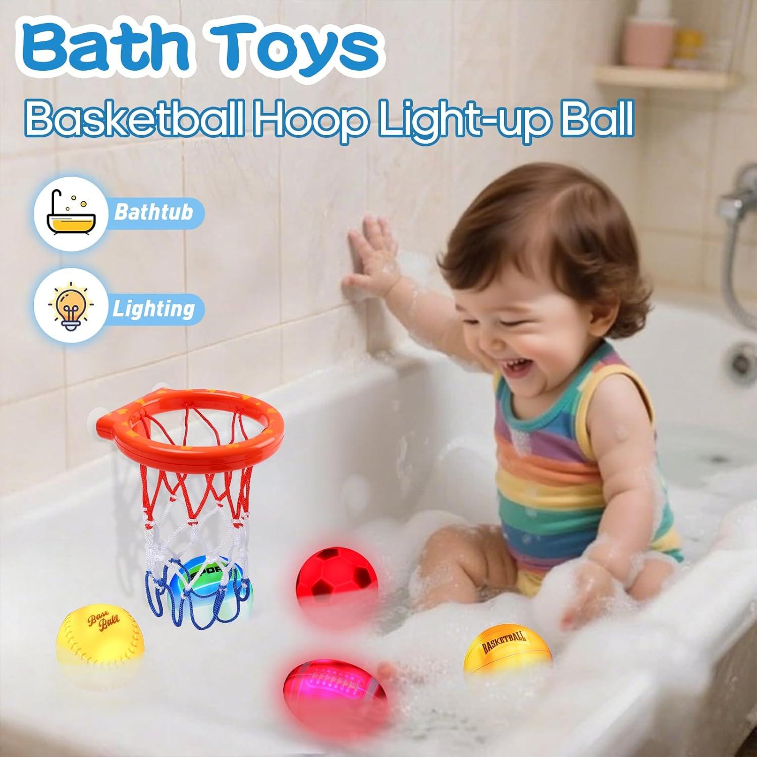 Juguetes de baño iluminados TNOIE con aro de baloncesto