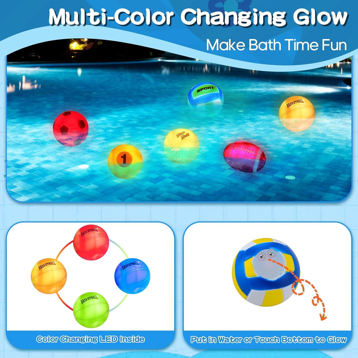 Juguetes de baño iluminados TNOIE con aro de baloncesto