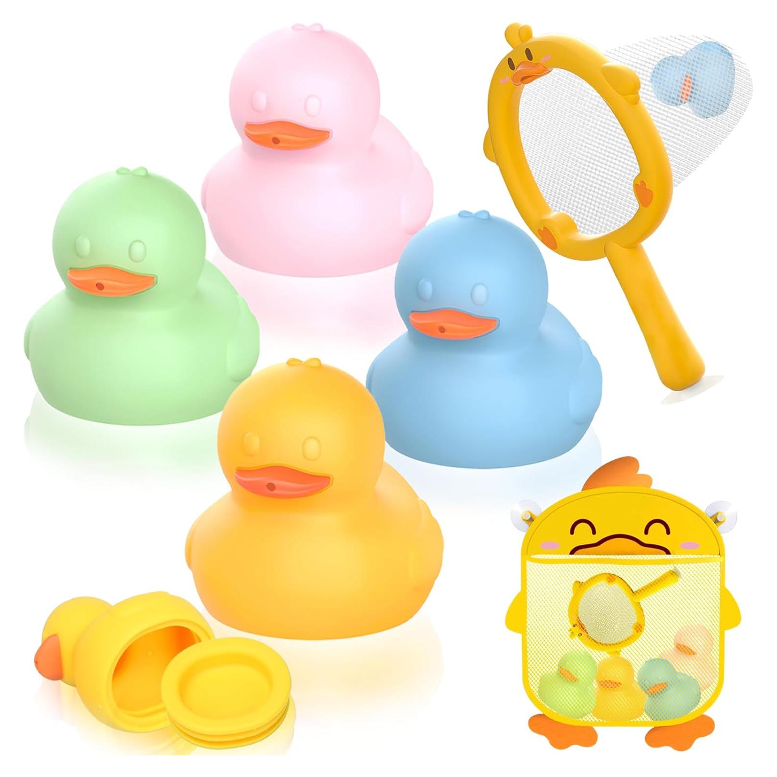 Set de Juguetes de Baño Silicona 6 Piezas Patos para Bebés