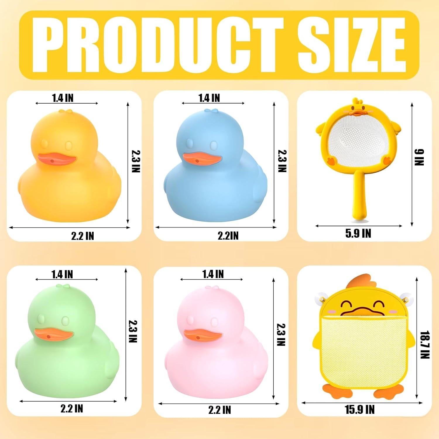 Set de Juguetes de Baño Silicona 6 Piezas Patos para Bebés