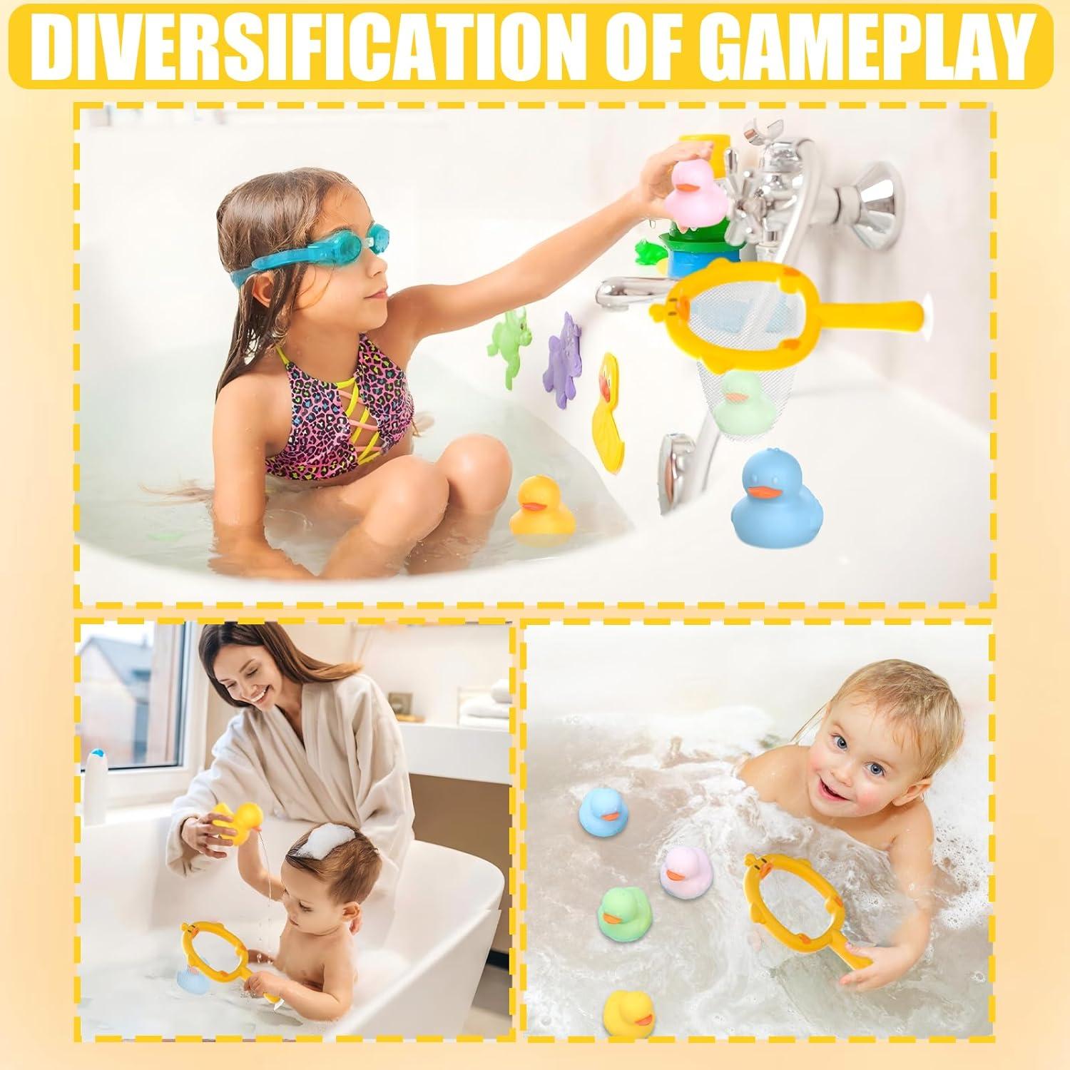 Set de Juguetes de Baño Silicona 6 Piezas Patos para Bebés