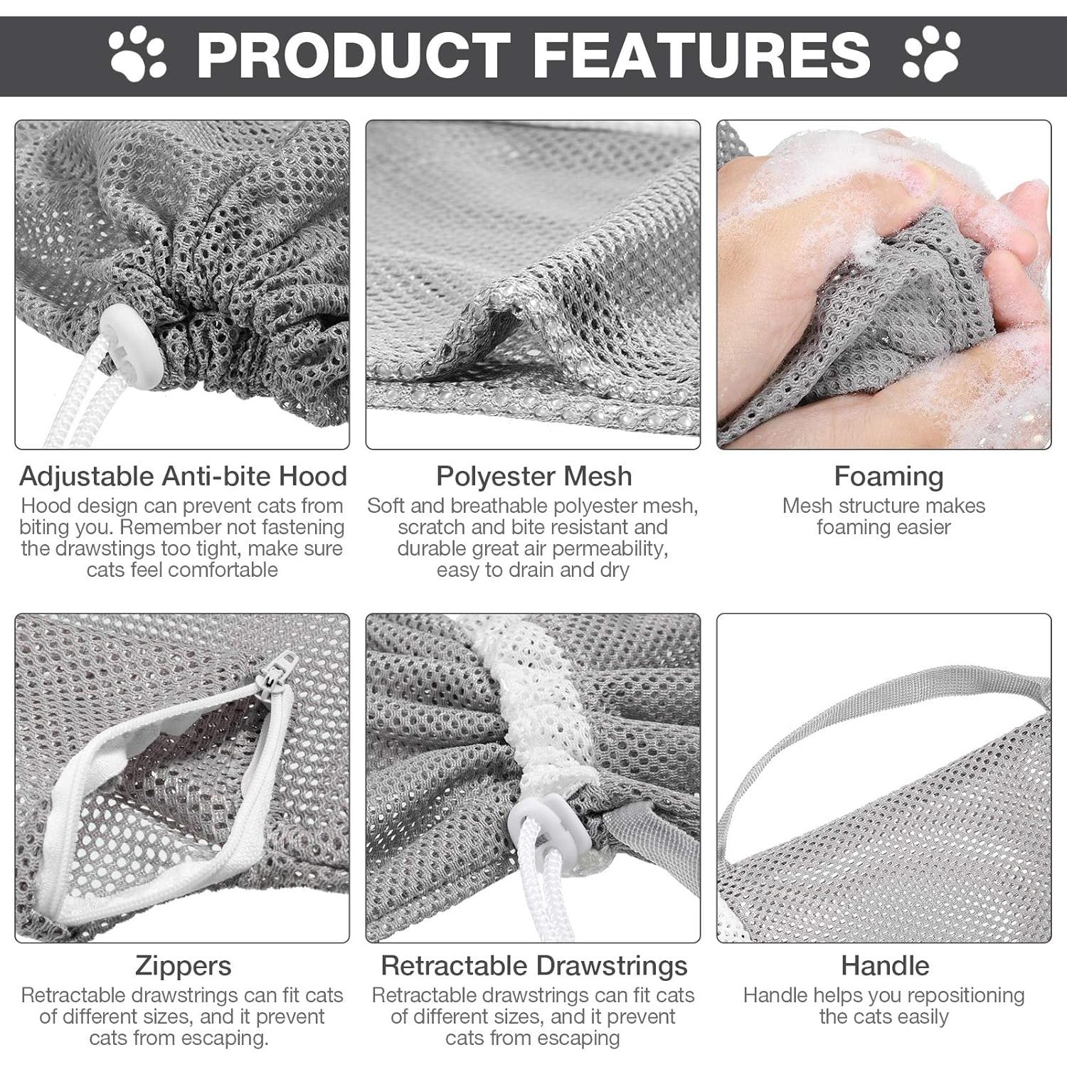 Bolsa de Baño para Gato Shappy Ajustable Gris 55cm