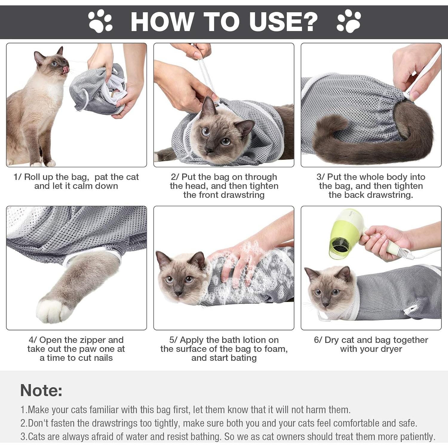 Bolsa de Baño para Gato Shappy Ajustable Gris 55cm