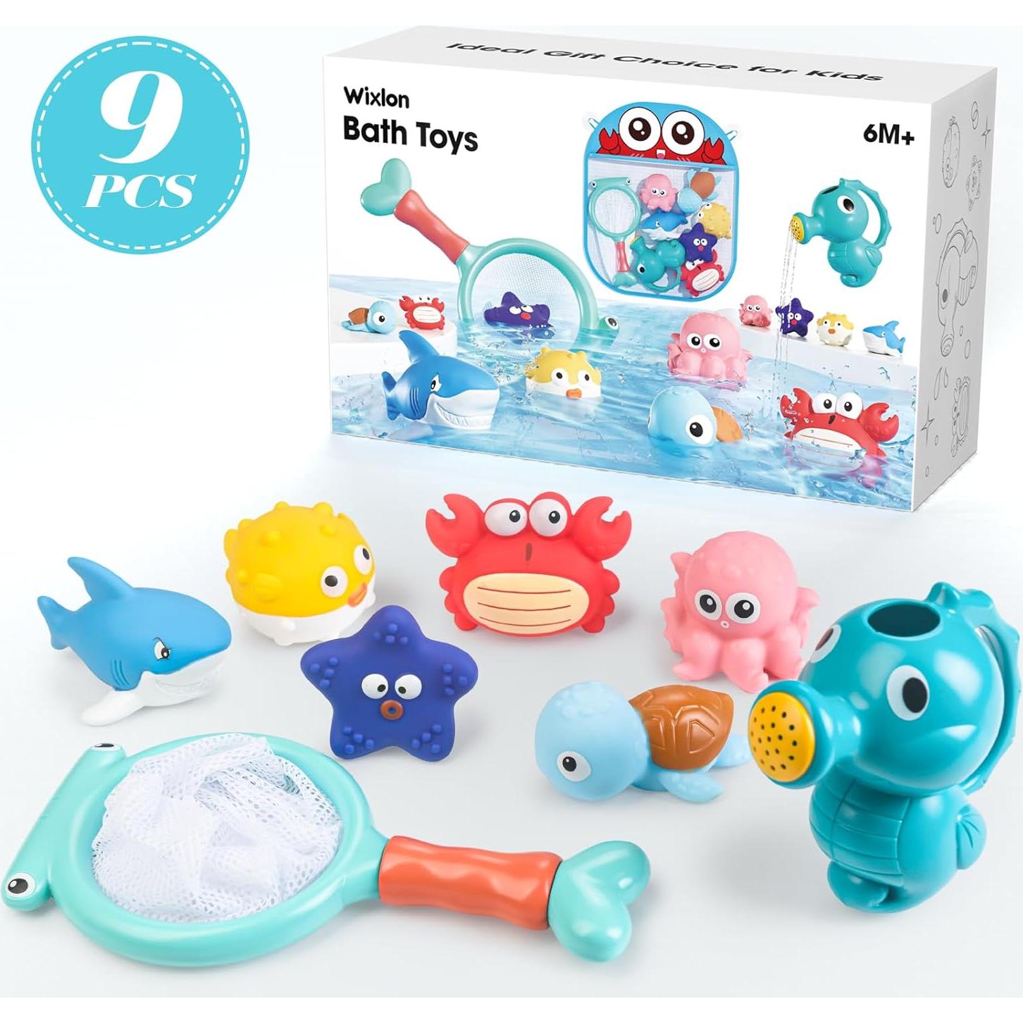 Juguetes de Baño Sin Moho Wixlon - Animales Marinos y Regadera