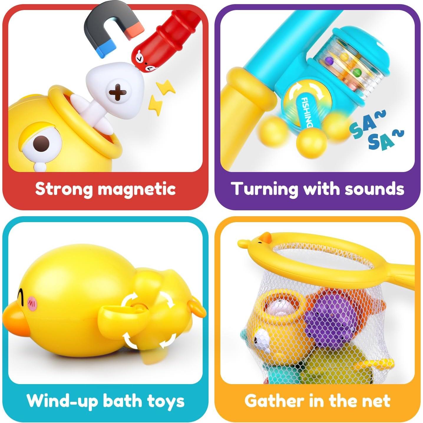 Juguetes de baño VConejo para bebés 1-3 años, pesca magnética