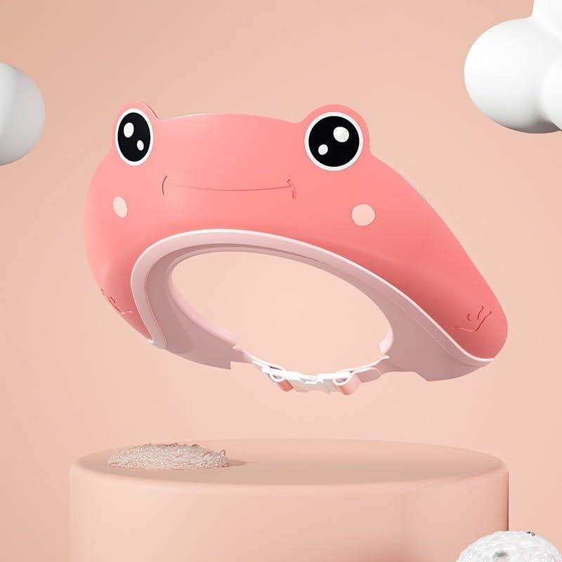 Gorro de Ducha para Bebé Rana Rosa y Verde Ajustable