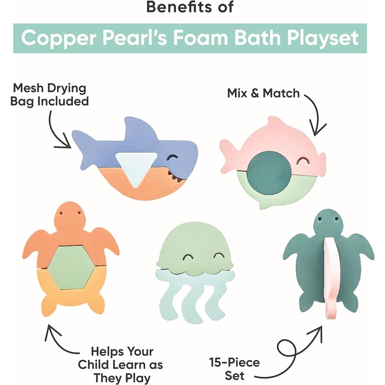 Conjunto de Juguetes de Baño de Espuma Copper Pearl 15 Piezas