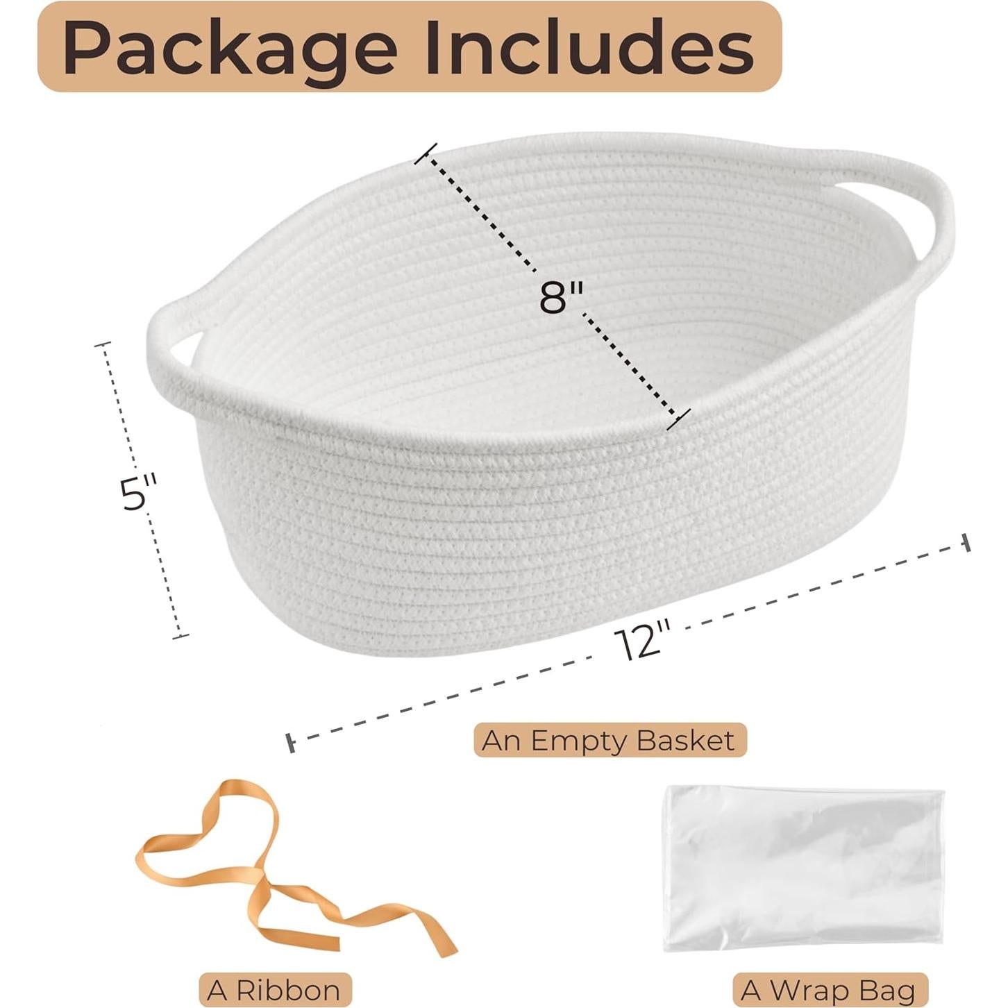 Cesta de Regalo Tejida Kodomoore Blanca 30.5x20.3x12.7cm