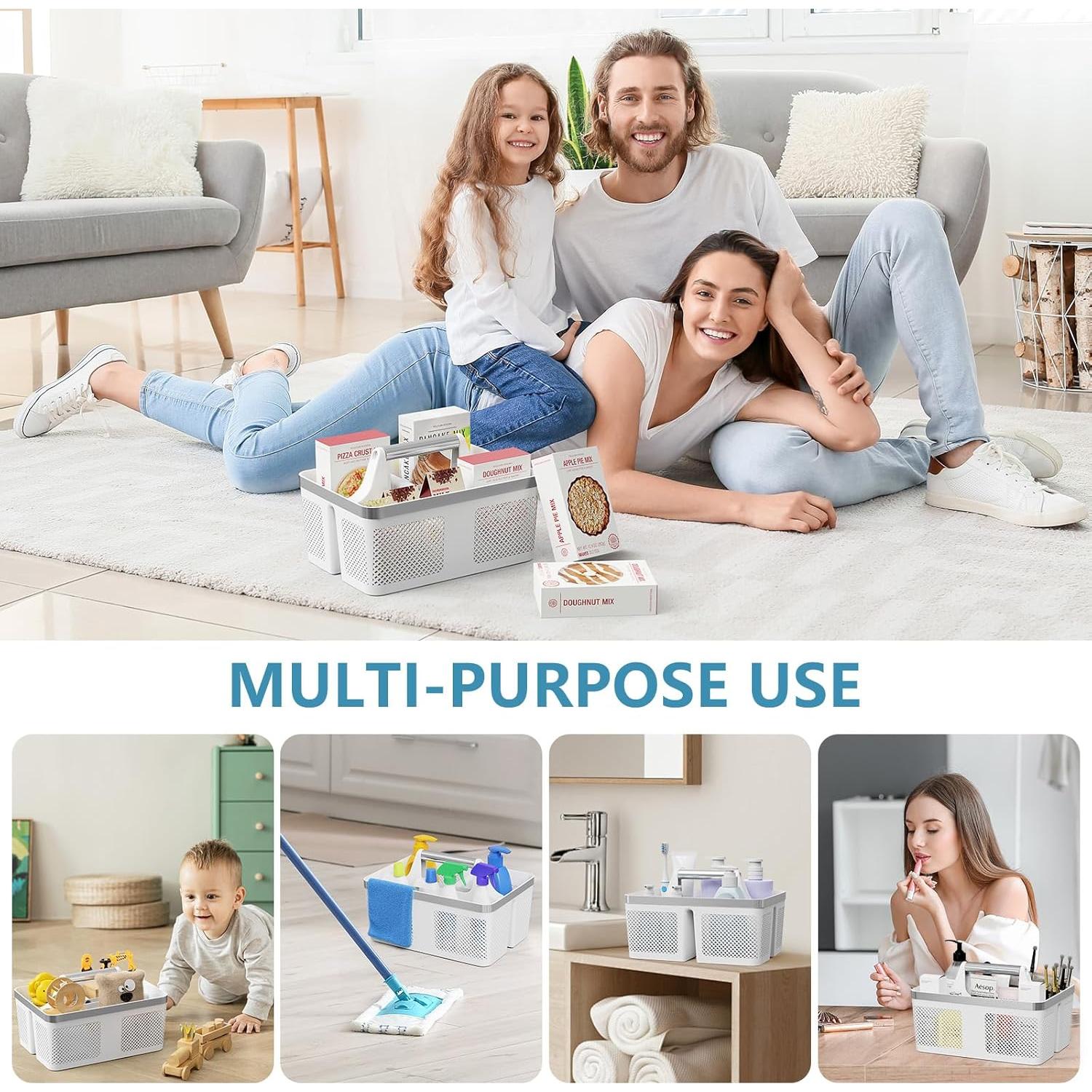 Caddy de Ducha Portátil BYUNER Blanco-Plata con Drenaje 360