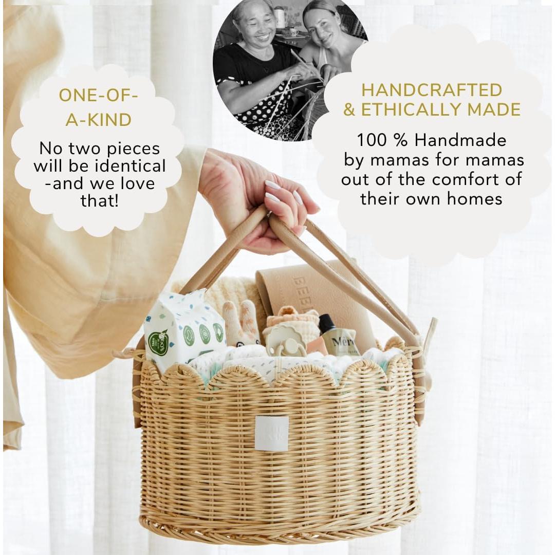 Cesta Organizadora de Pañales BEBE BASK Poppy Natural 40x27cm