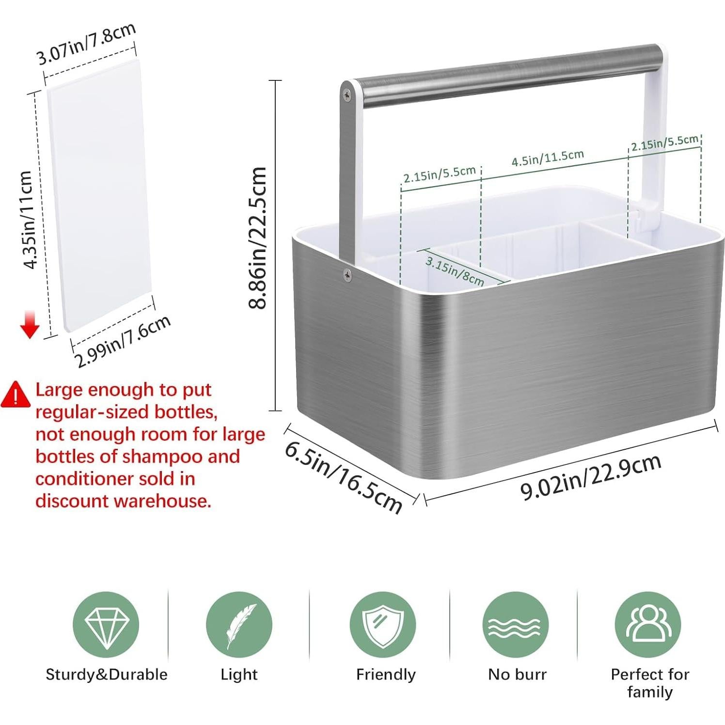 Cesta de Ducha BYUNER Grande con Asa y Divisores Ajustables