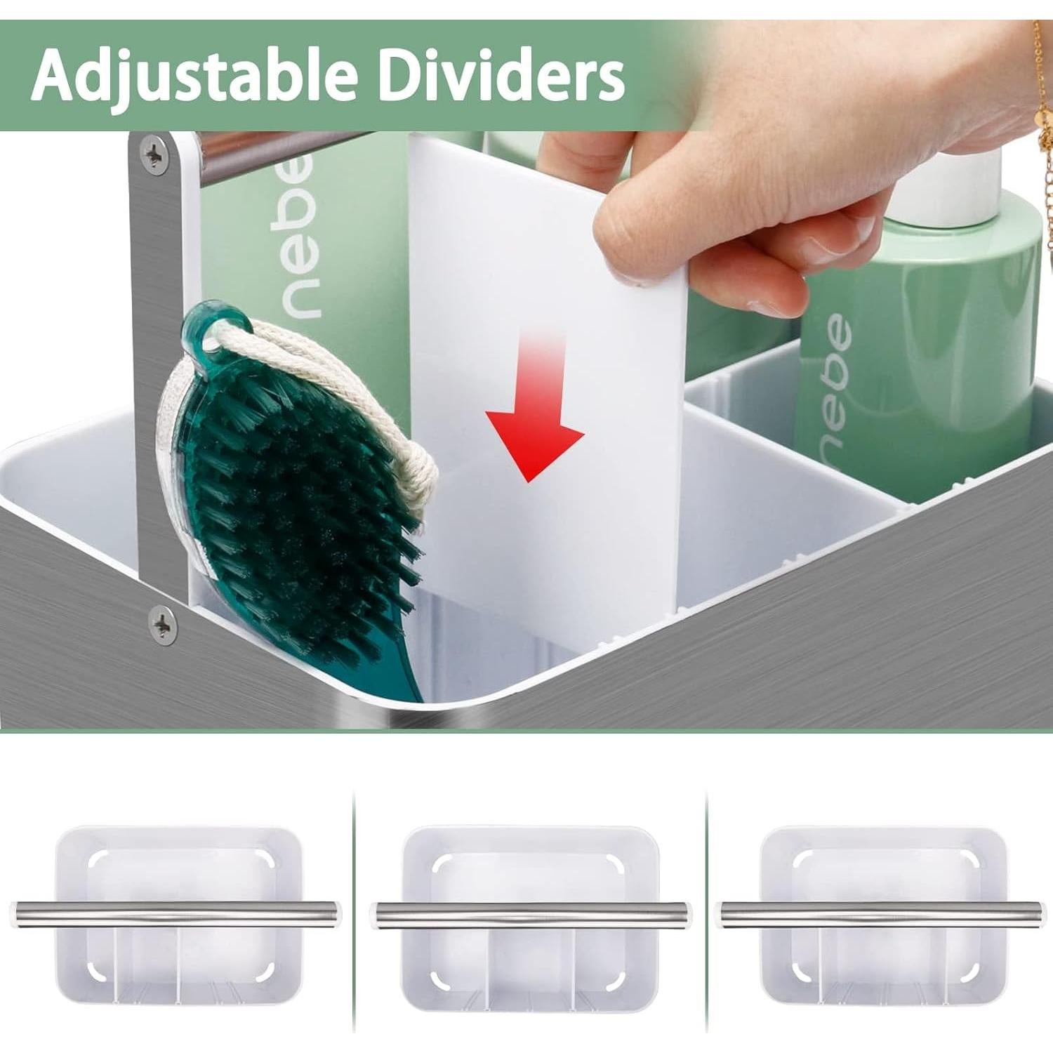 Cesta de Ducha BYUNER Grande con Asa y Divisores Ajustables