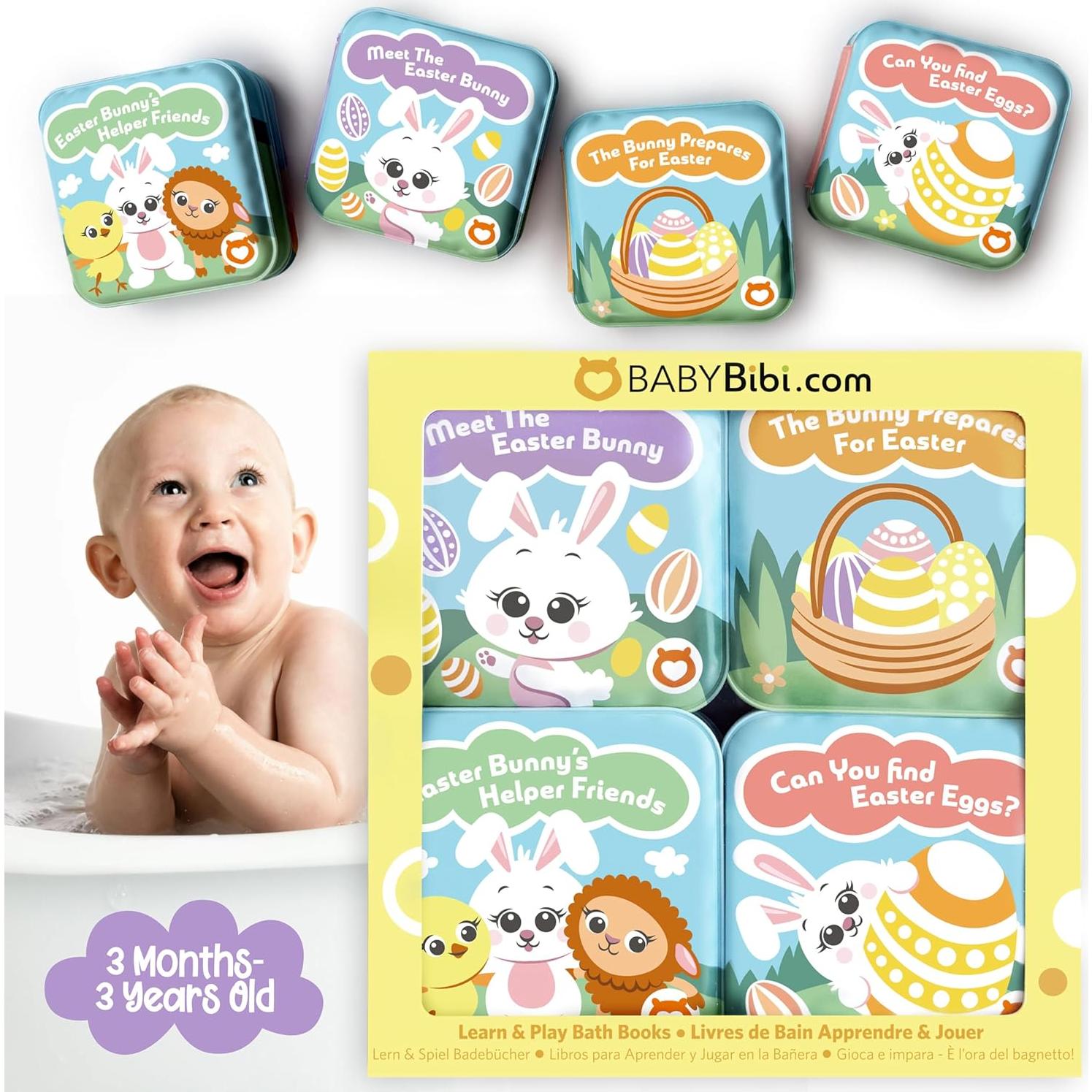 Conjunto de 4 Libros de Baño BabyBibi - A Prueba de Agua para Bebés