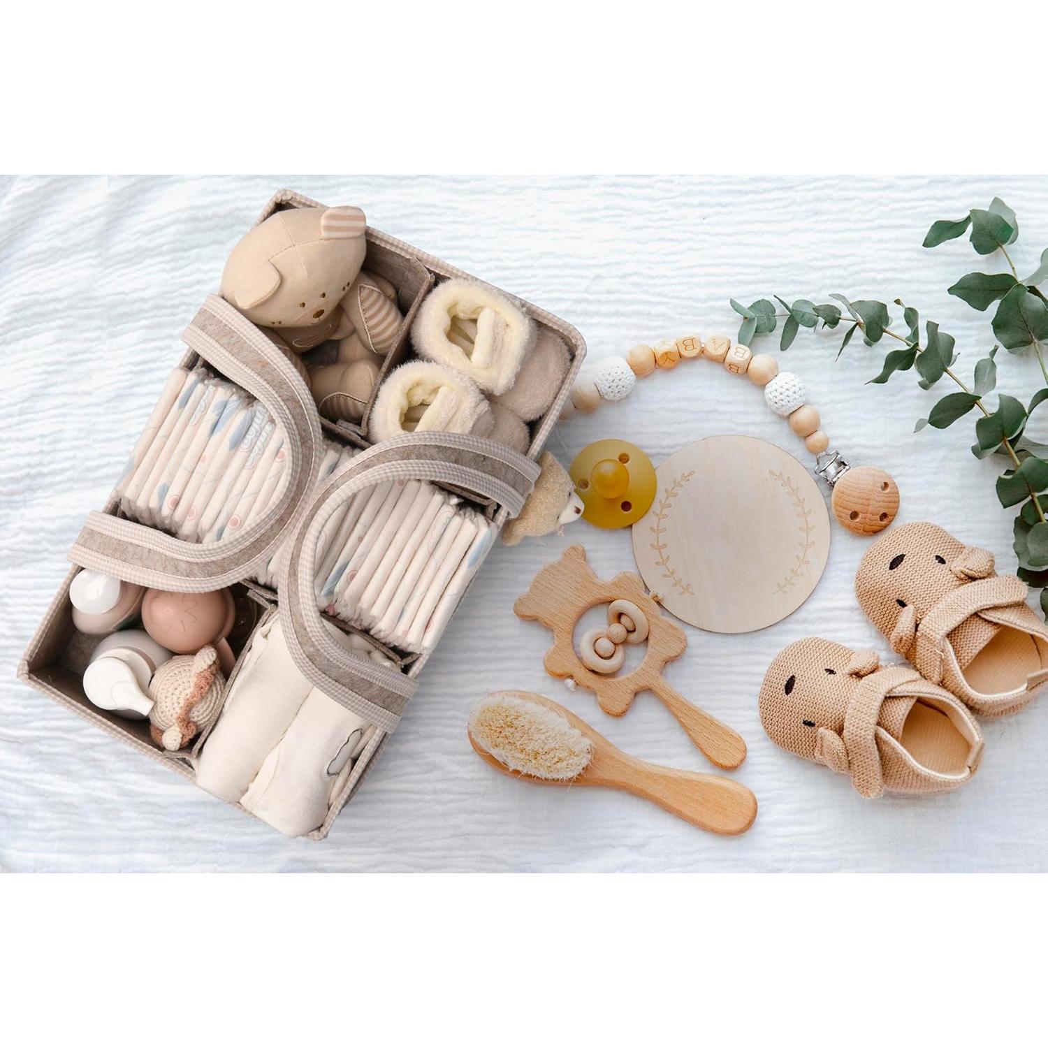 PeraBella XL Diaper Caddy Organizer With Handle, Baby Shower Gifts Basket Bag, Registry Search Must Haves Items, Newborn Girl Boy Nursery Storage Organizer, Baby Bag Essentials, Car Diaper Caddy Cart