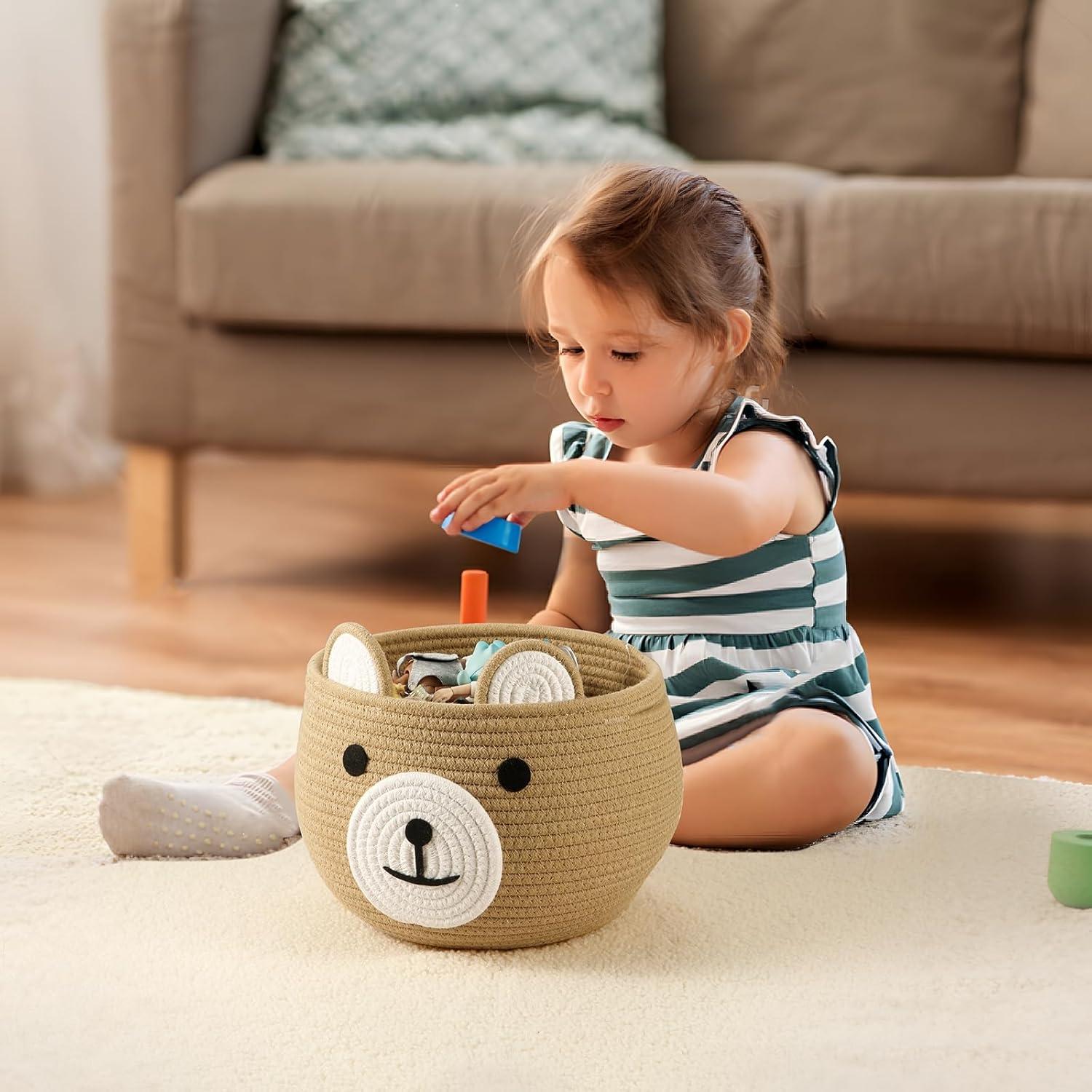 Cesta de Algodón PandaEar para Bebés - Organizador de Pañales Marrón
