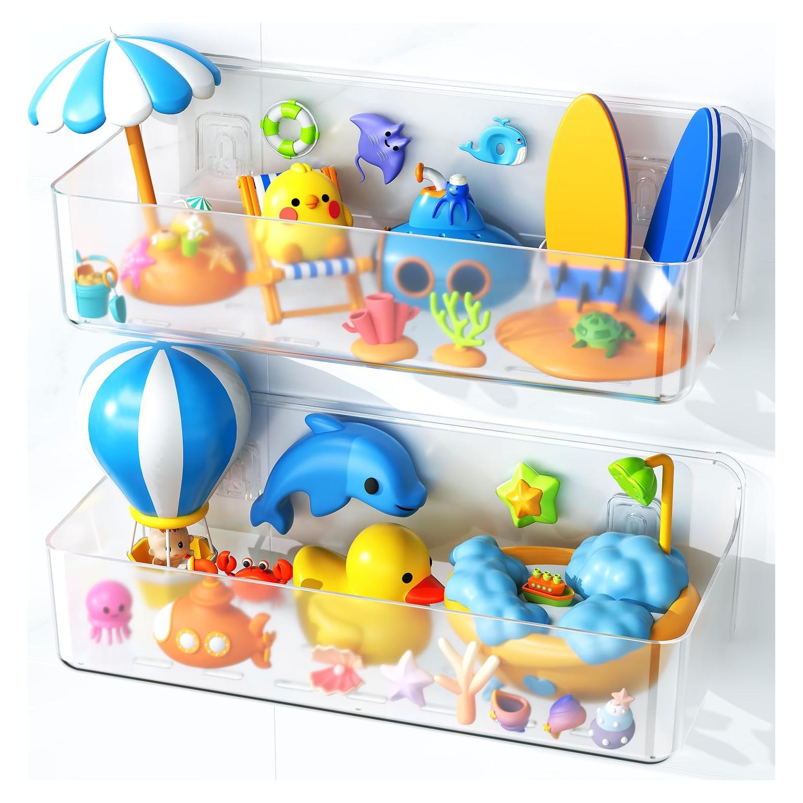 Organizador de Juguetes de Baño Nieifi - 2 Cestas Transparentes