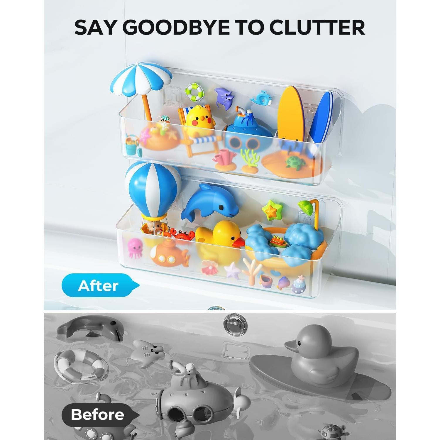 Organizador de Juguetes de Baño Nieifi - 2 Cestas Transparentes