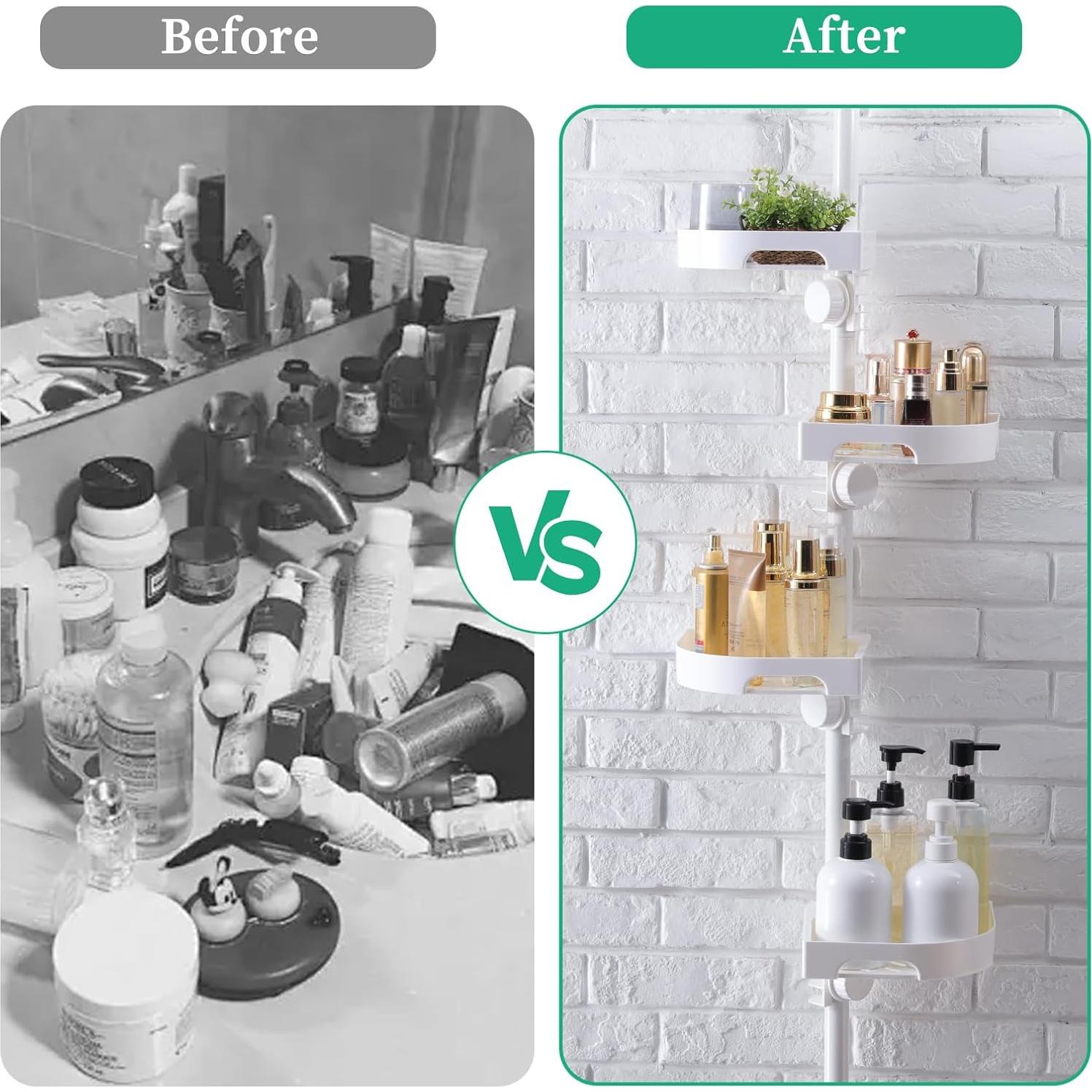 Organizador de Ducha de Esquina Shuang Qing 4 Niveles Ajustable Blanco