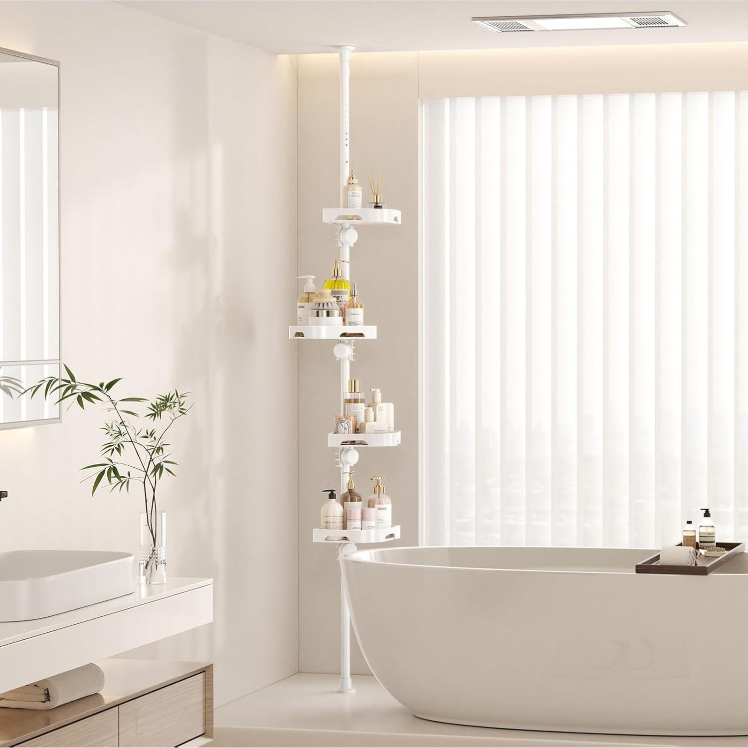 Organizador de Ducha de Esquina Shuang Qing 4 Niveles Ajustable Blanco