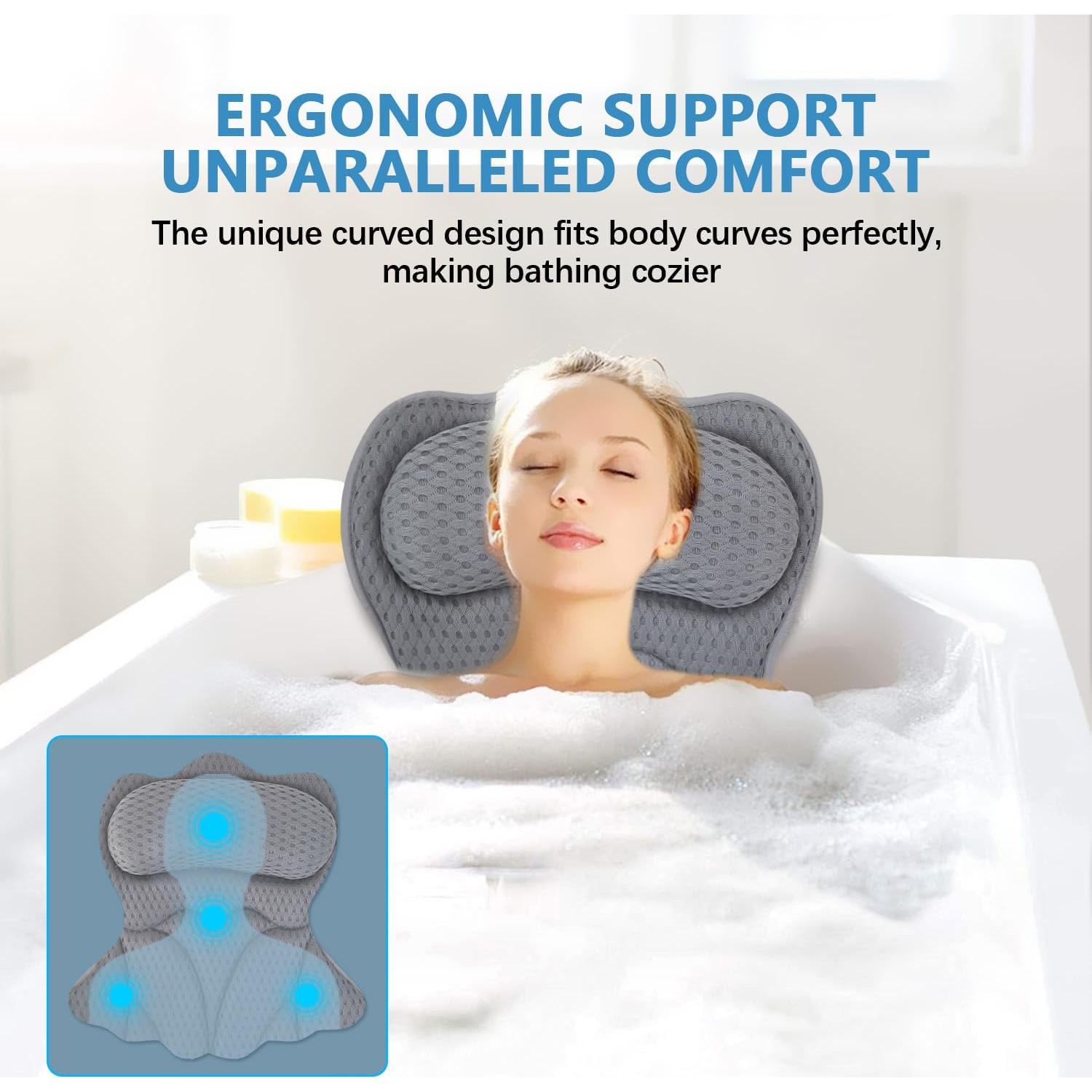 Almohada de Baño REEZEIVI con Ventosas Antideslizantes 4D Gris