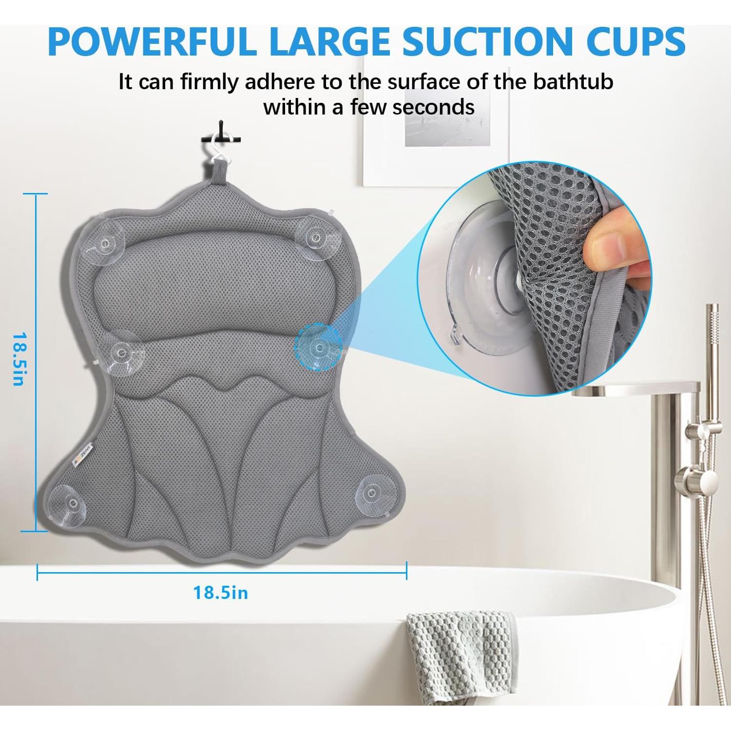 Almohada de Baño REEZEIVI con Ventosas Antideslizantes 4D Gris