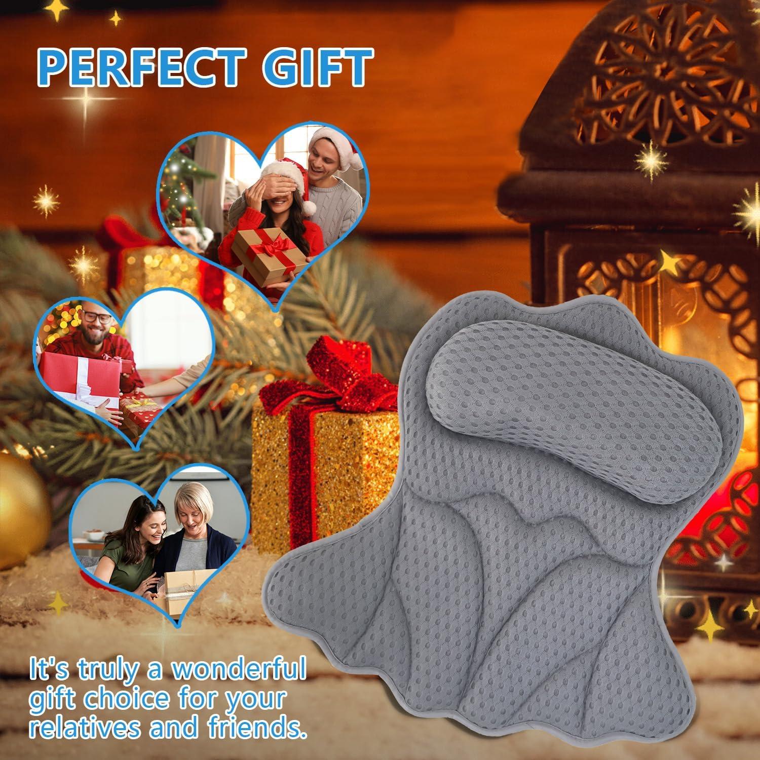 Almohada de Baño REEZEIVI con Ventosas Antideslizantes 4D Gris