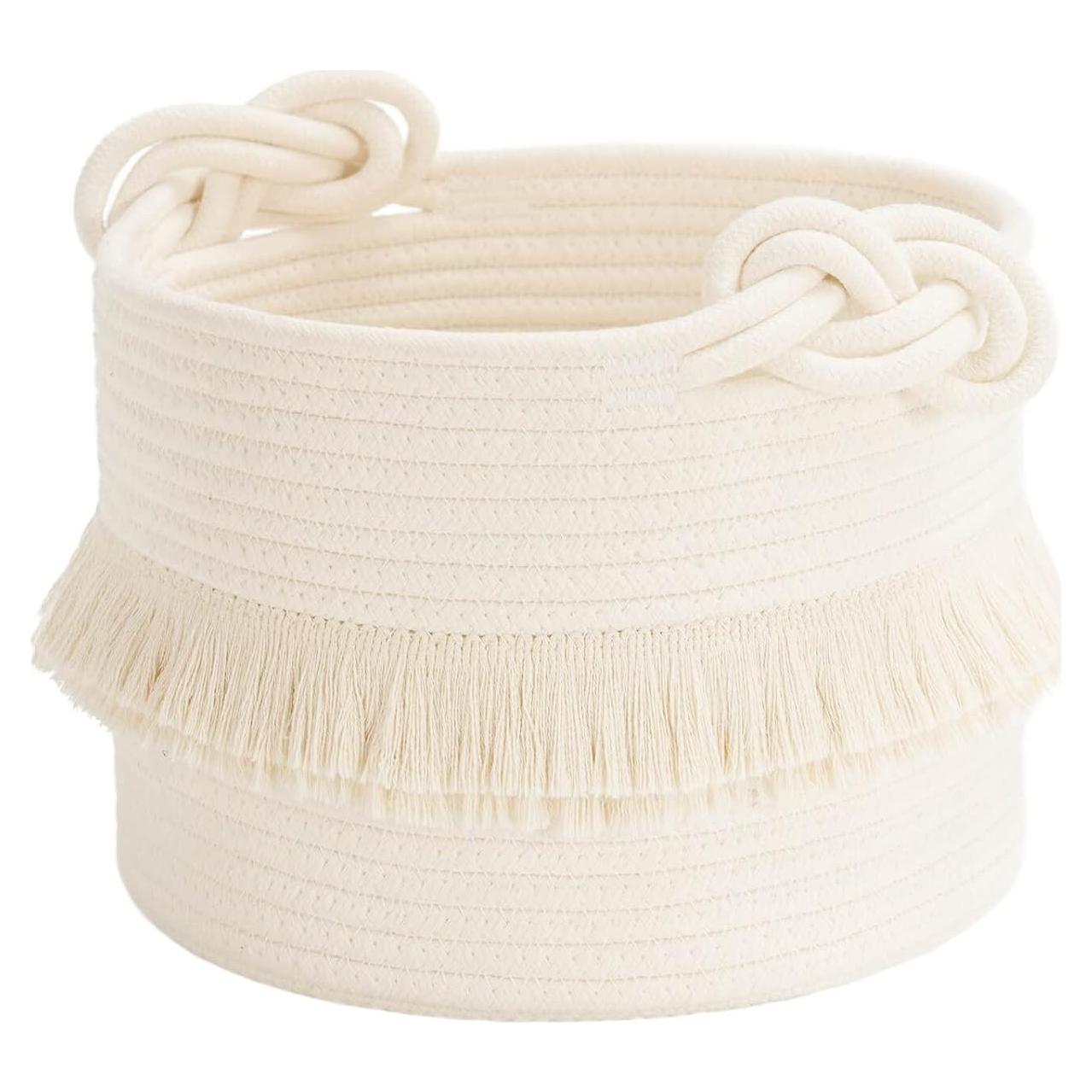 Cesta de Almacenamiento Tejida CherryNow 24.1 cm Marfil