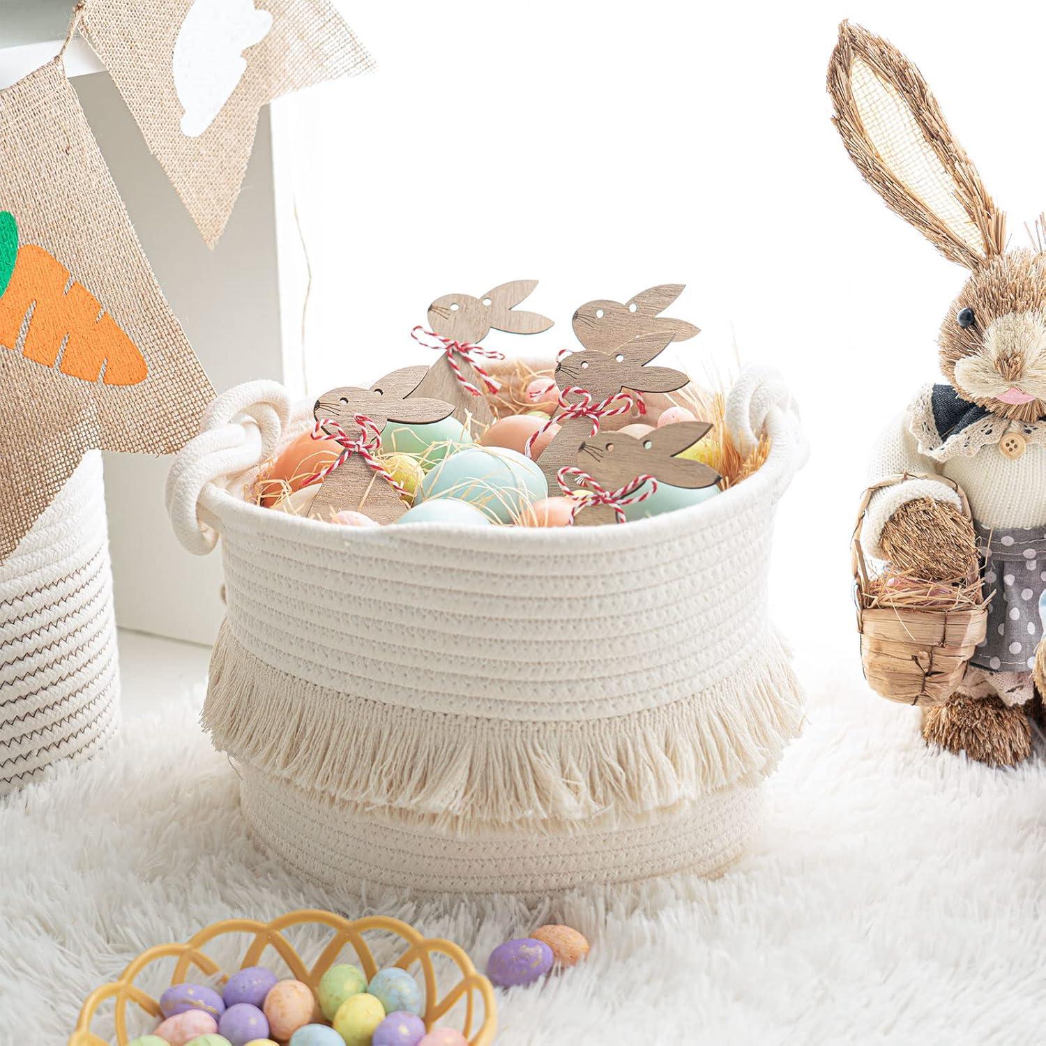 Cesta de Almacenamiento Tejida CherryNow 24.1 cm Marfil