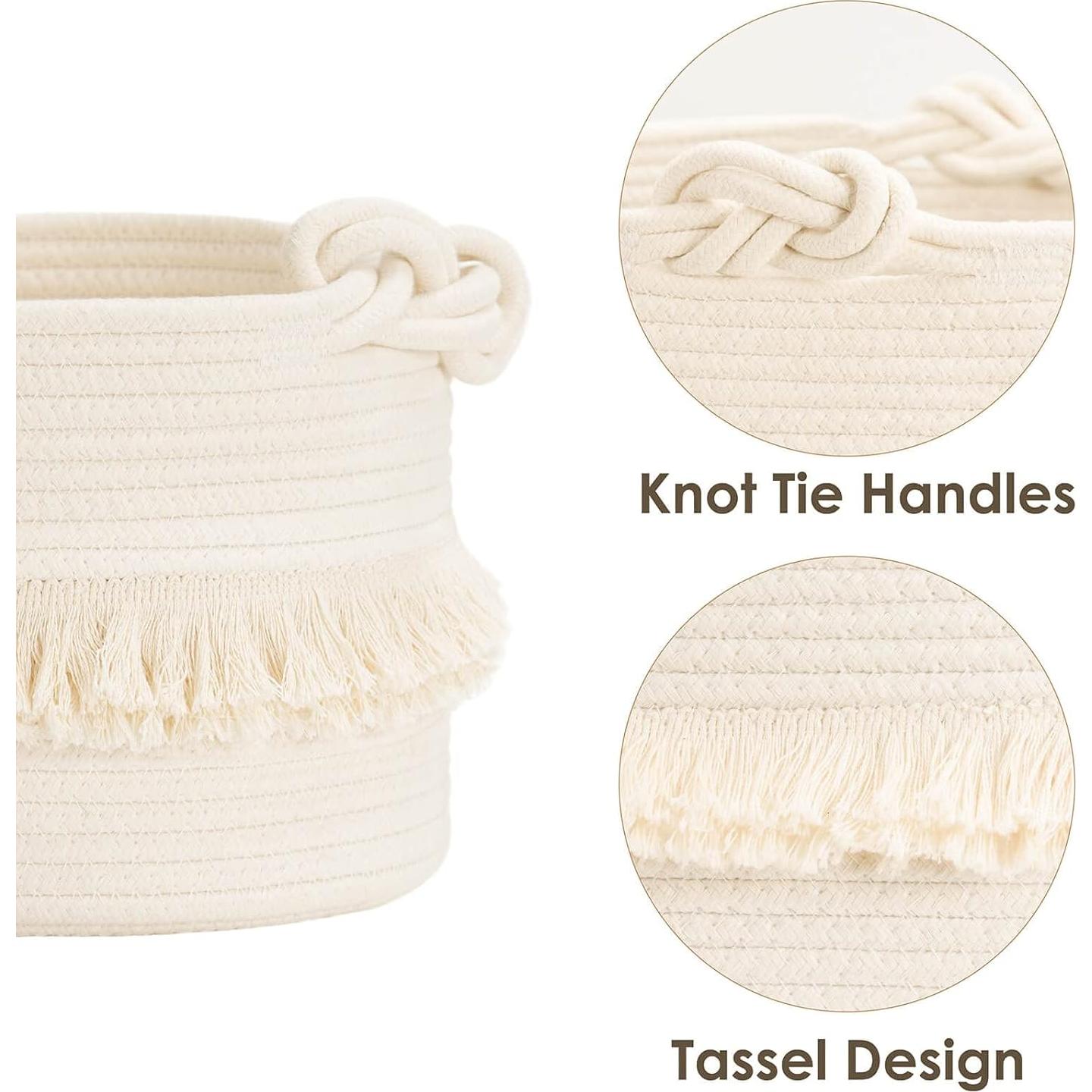 Cesta de Almacenamiento Tejida CherryNow 24.1 cm Marfil