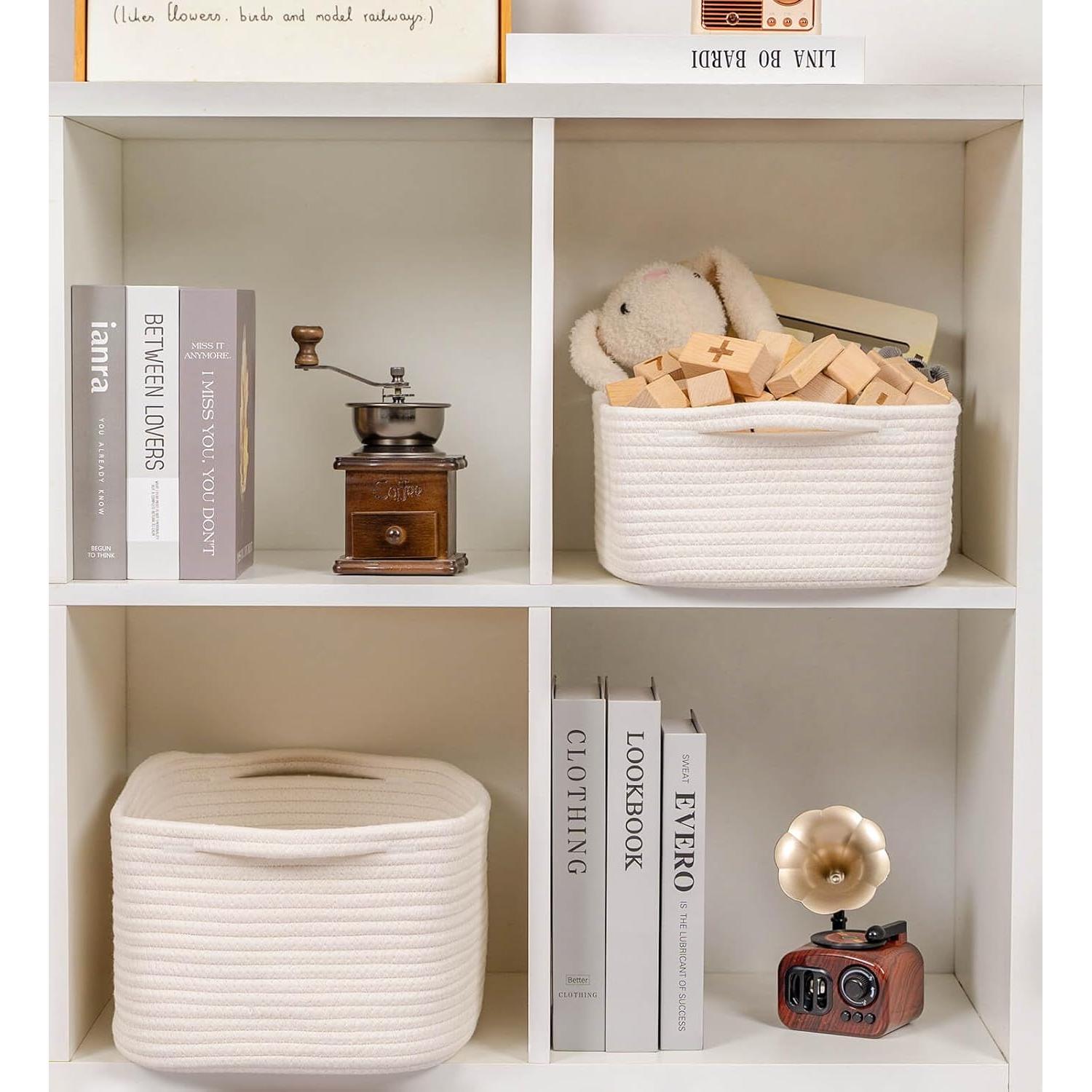 Cesta de Almacenamiento de Algodón CubesLand 35.5x25.4cm Blanca