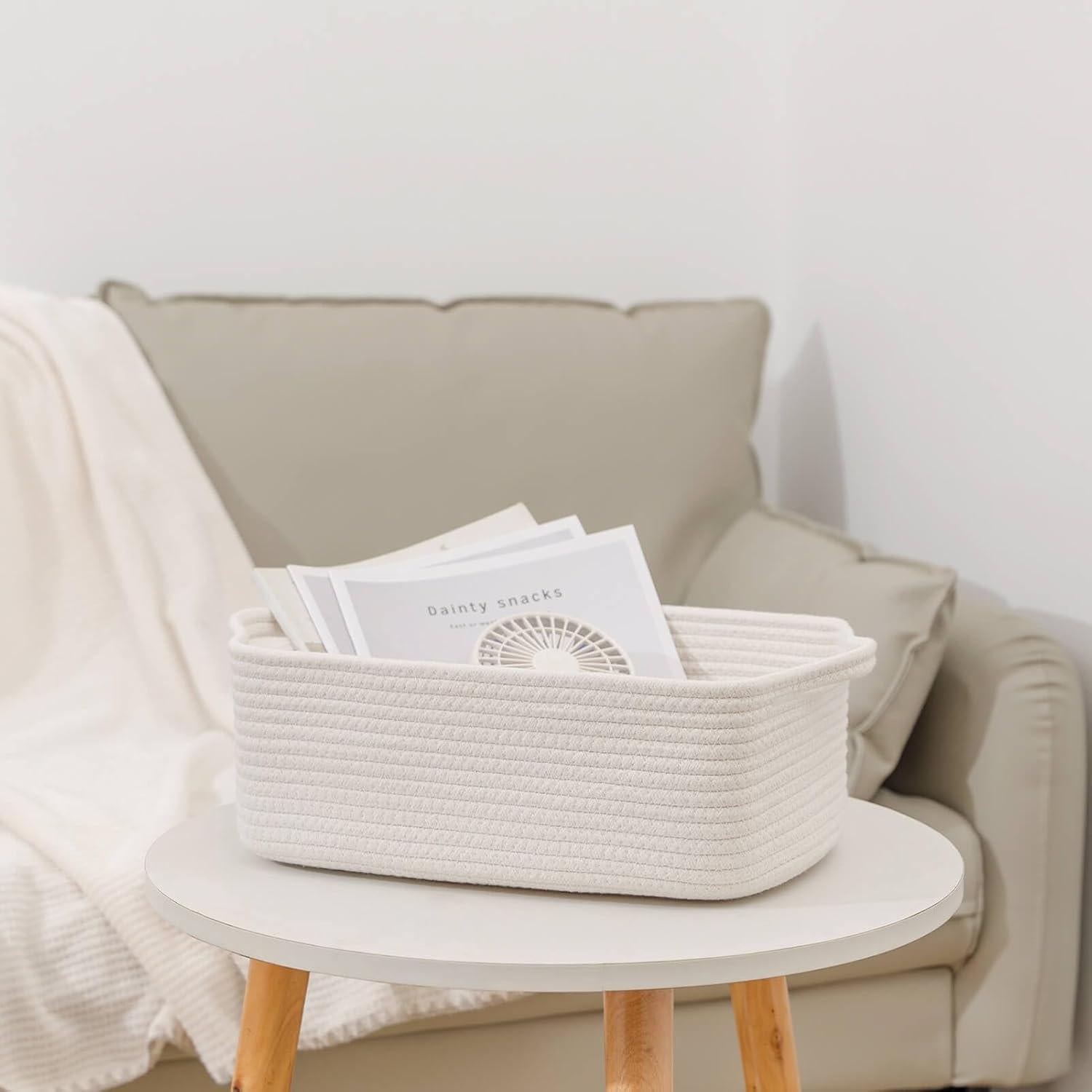 Cesta de Almacenamiento de Algodón CubesLand 35.5x25.4cm Blanca