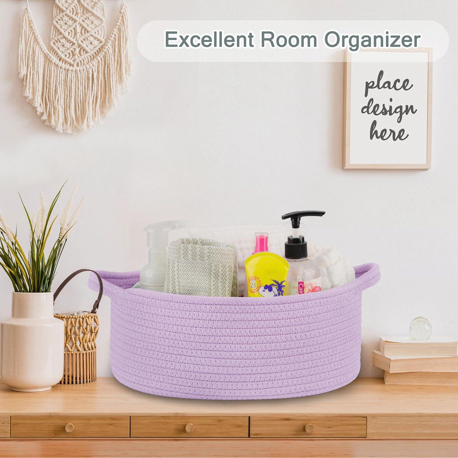 Cesta de Almacenamiento Tejida COMSE 30.5x20.3x12.7 cm Púrpura