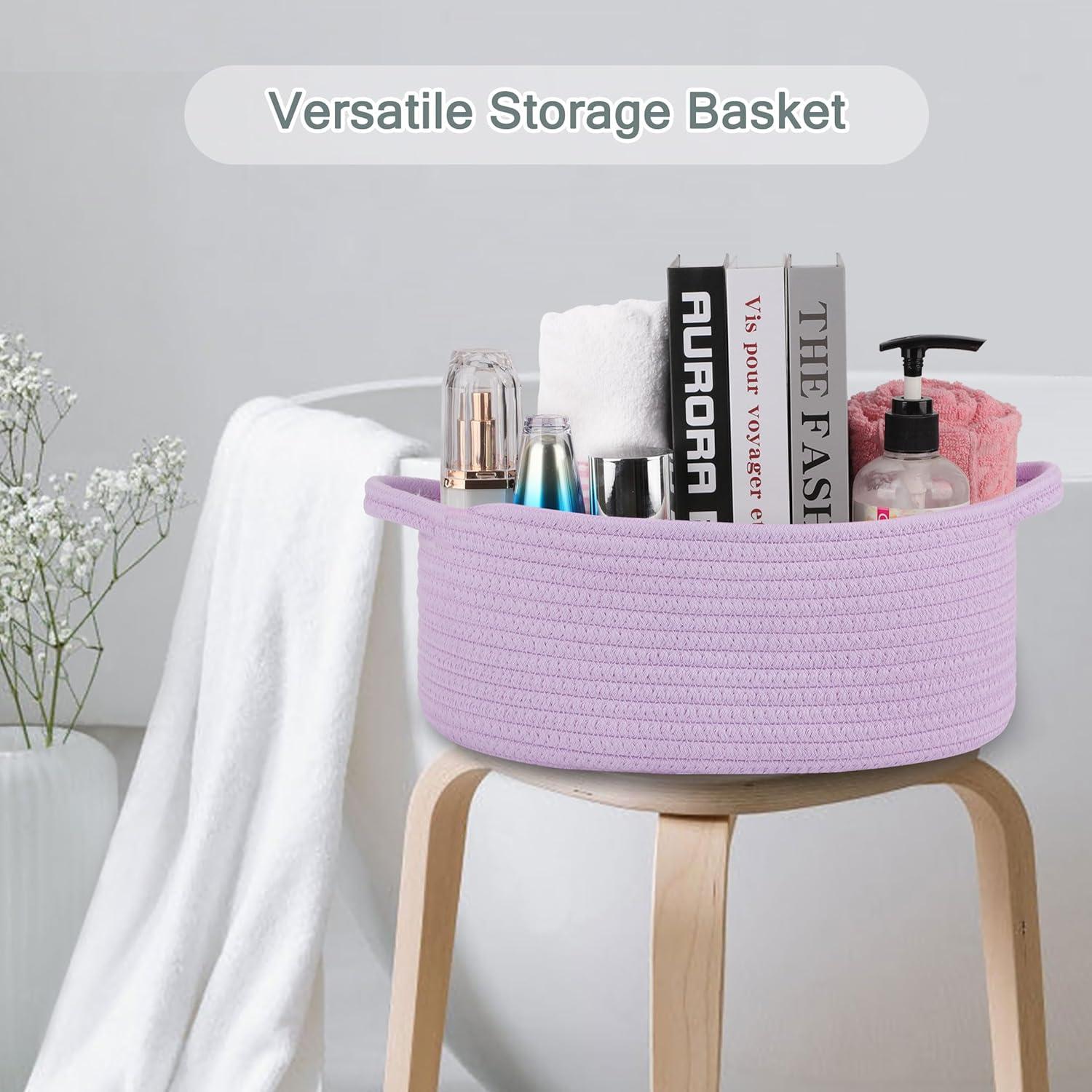 Cesta de Almacenamiento Tejida COMSE 30.5x20.3x12.7 cm Púrpura