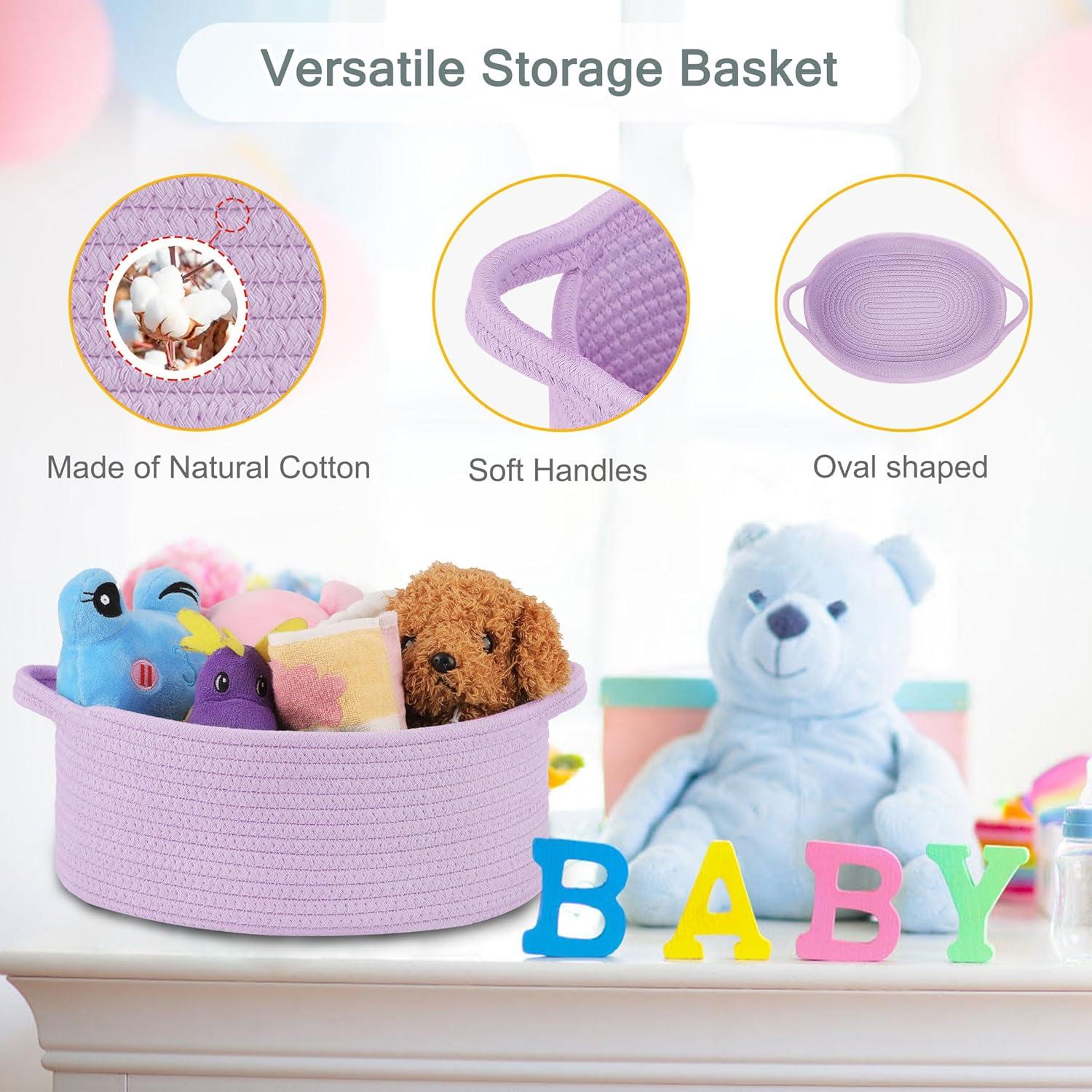 Cesta de Almacenamiento Tejida COMSE 30.5x20.3x12.7 cm Púrpura