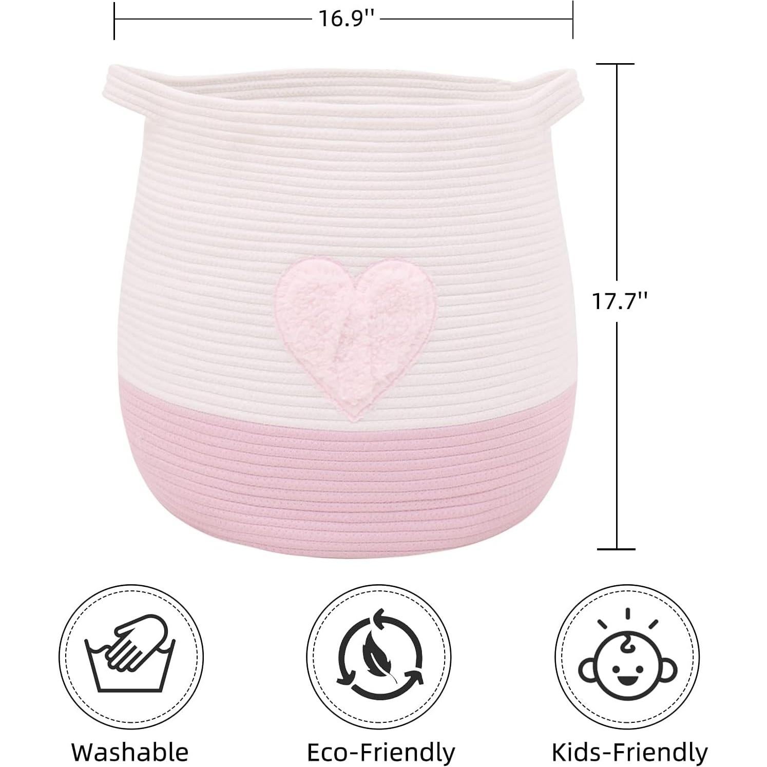 Cesta de Almacenamiento Grande Algodón Niñez Ndup Rosa 44.9x42.9cm