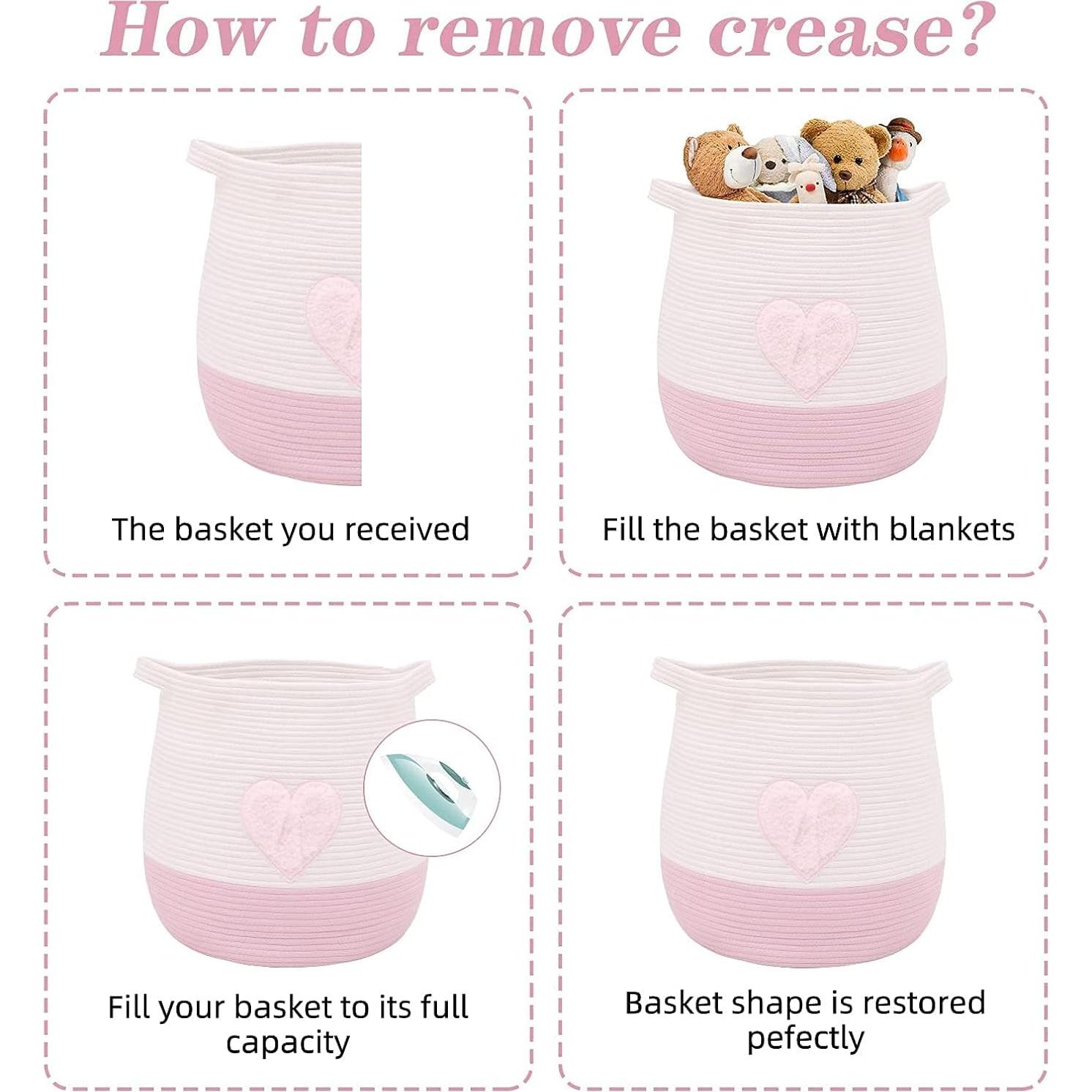 Cesta de Almacenamiento Grande Algodón Niñez Ndup Rosa 44.9x42.9cm