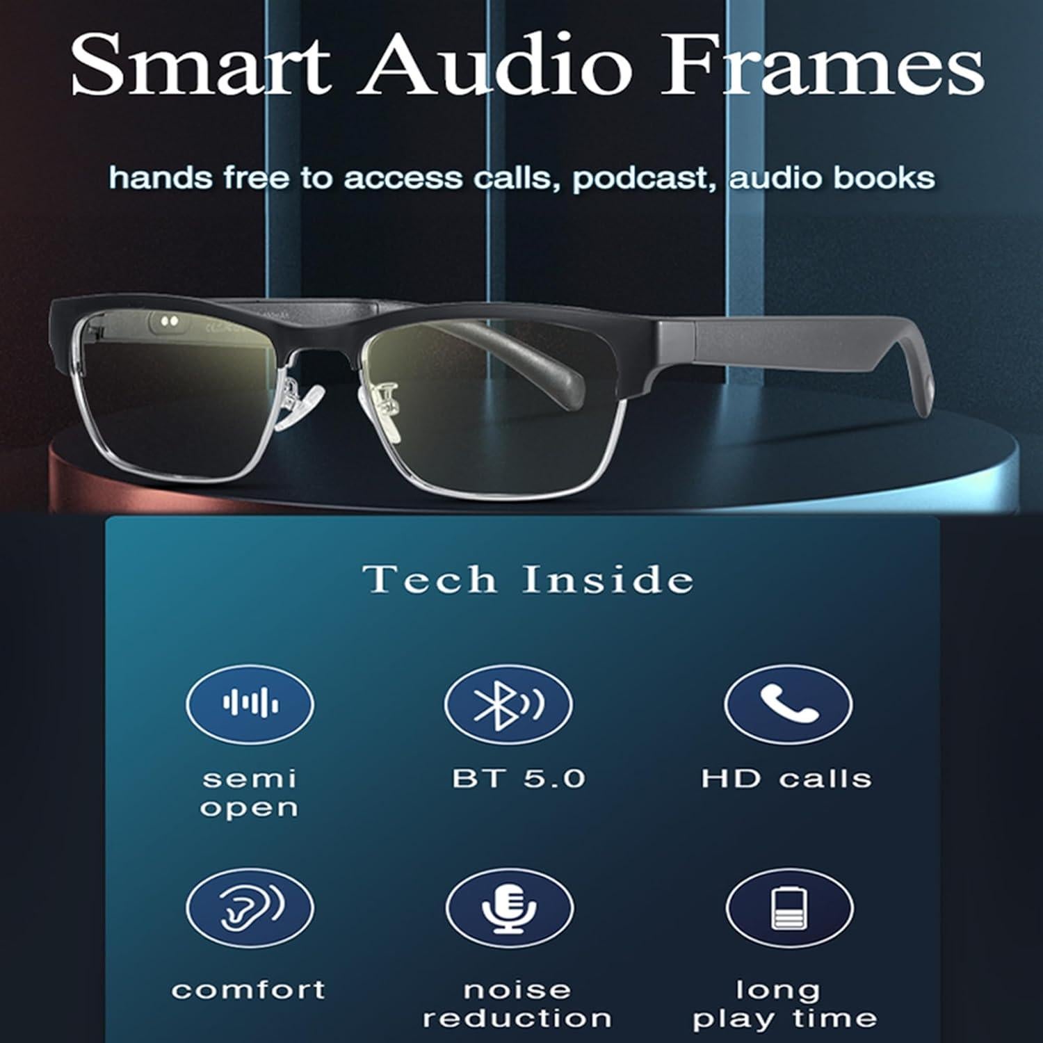 Gafas Bluetooth Meagtlva Plata con Lente Anti Luz Azul