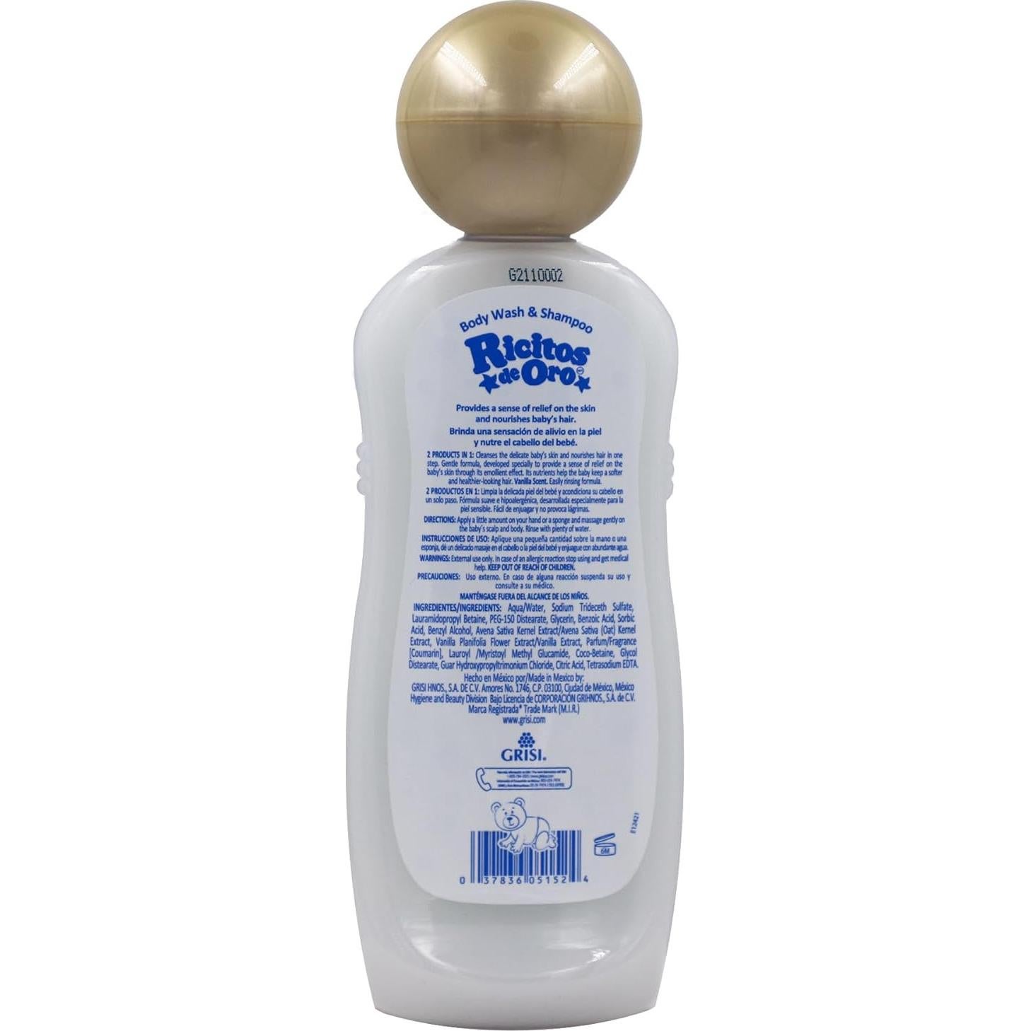 Champú y Gel de Baño para Bebés Ricitos de Oro Avena 2x400ml