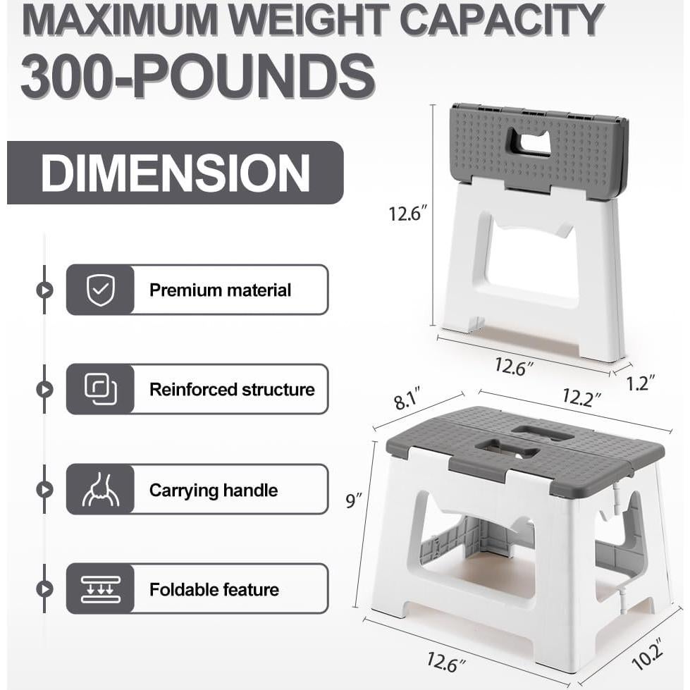 Escalón Plegable ZLMHYYM 22.9 cm Gris, Soporta 136 kg