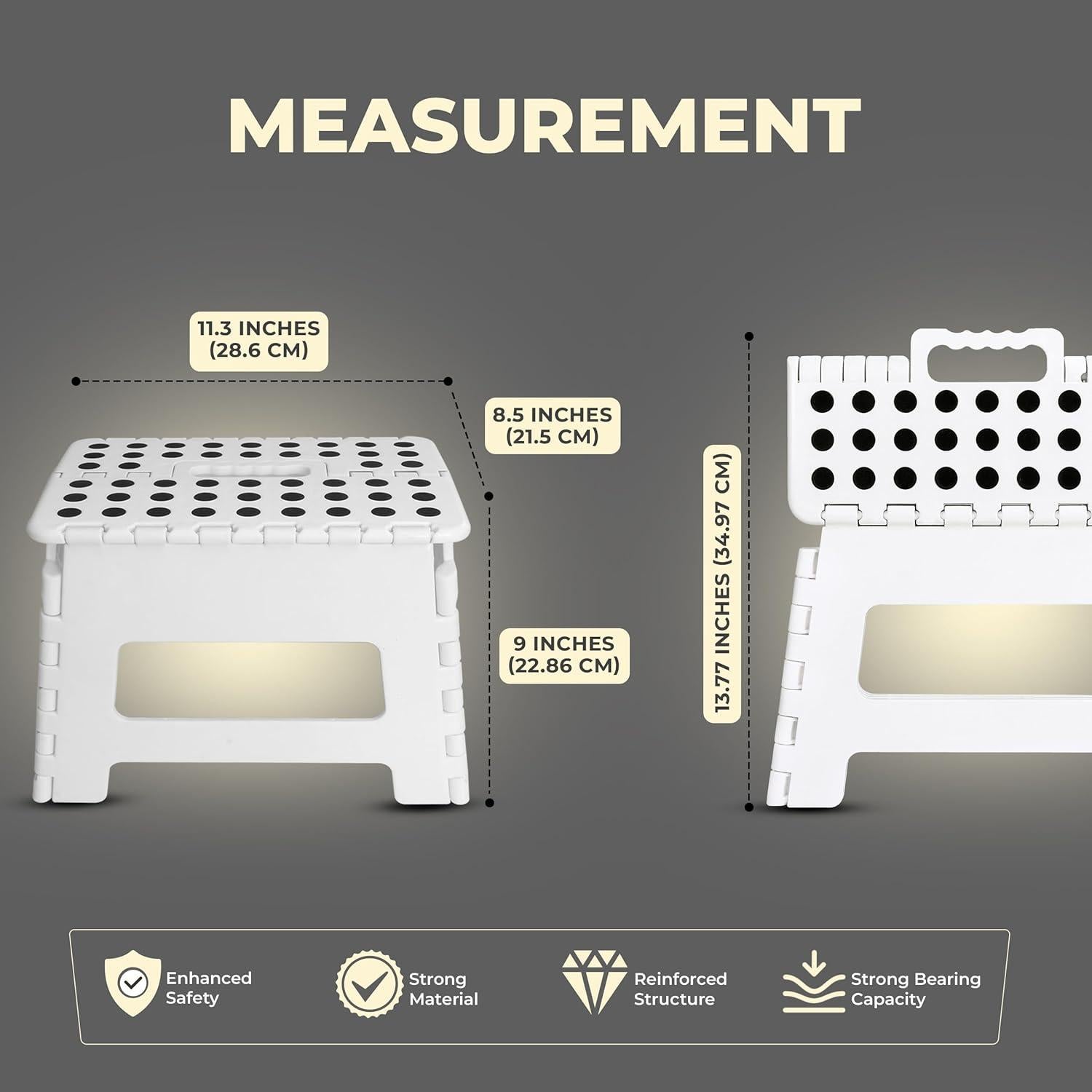 Taburete Plegable Utopia Home Blanco 9 Pulgadas 136 kg