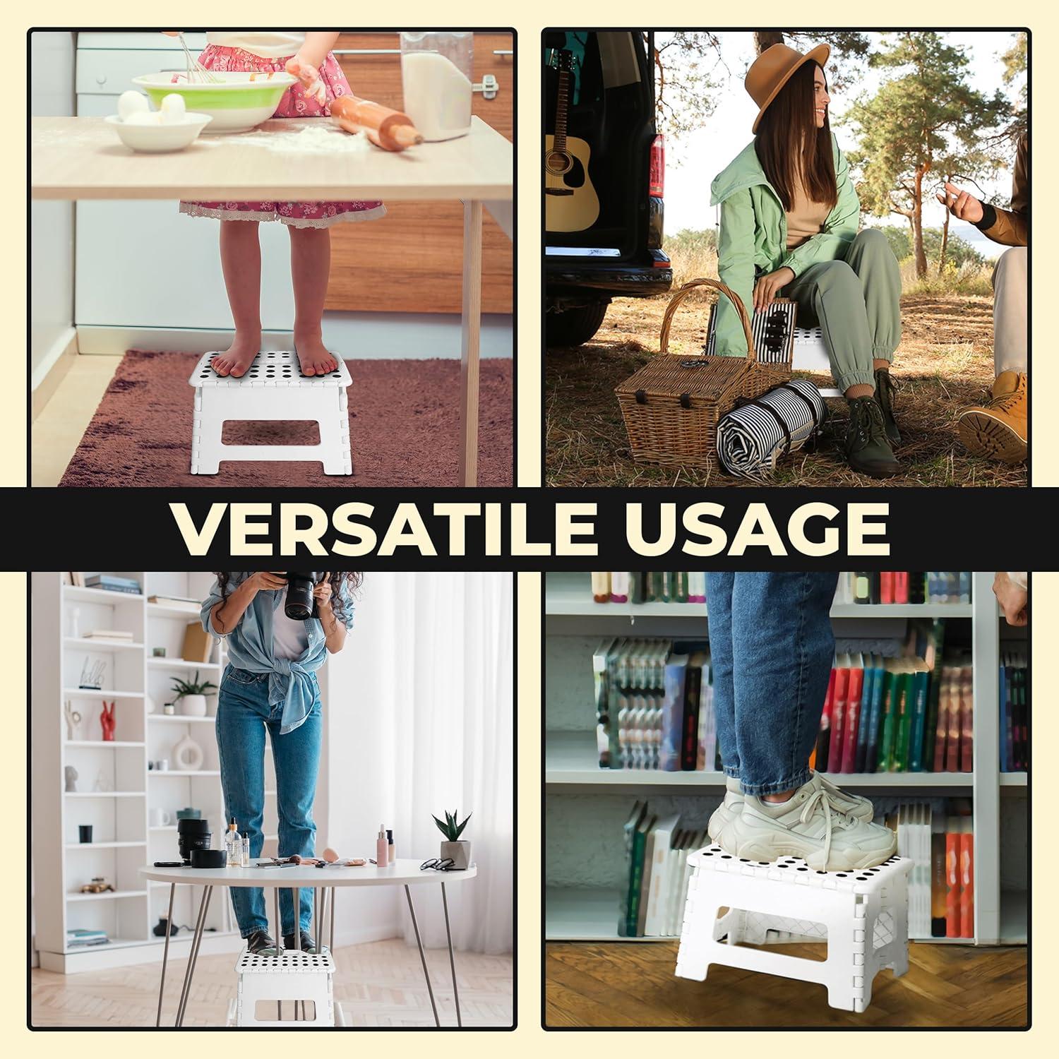 Taburete Plegable Utopia Home Blanco 9 Pulgadas 136 kg