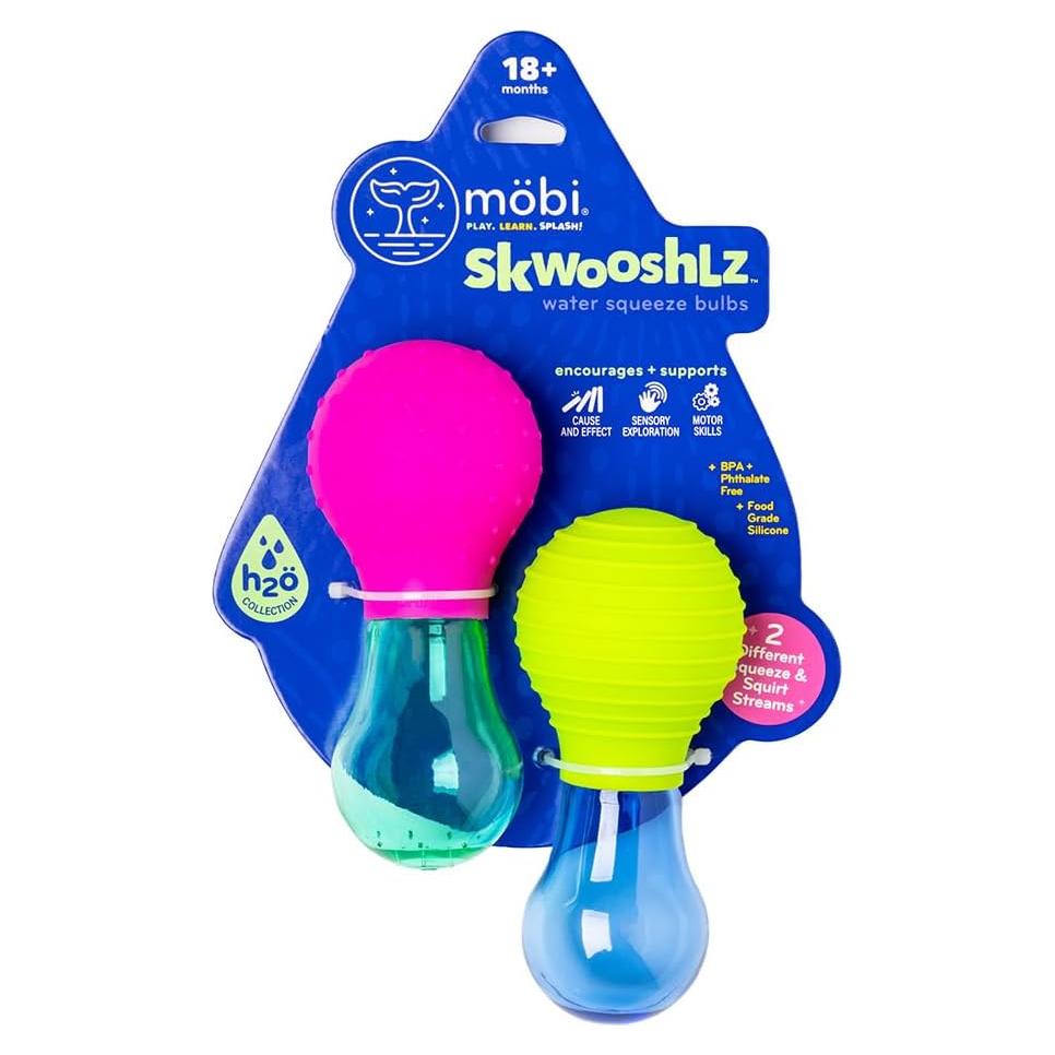 Juguetes de Baño Mobi Skwooshlz - Silicona Grado Alimenticio, 2 Piezas