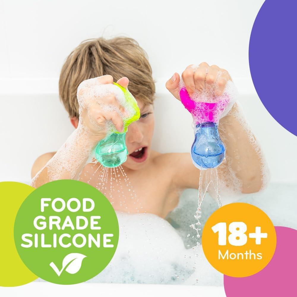 Juguetes de Baño Mobi Skwooshlz - Silicona Grado Alimenticio, 2 Piezas